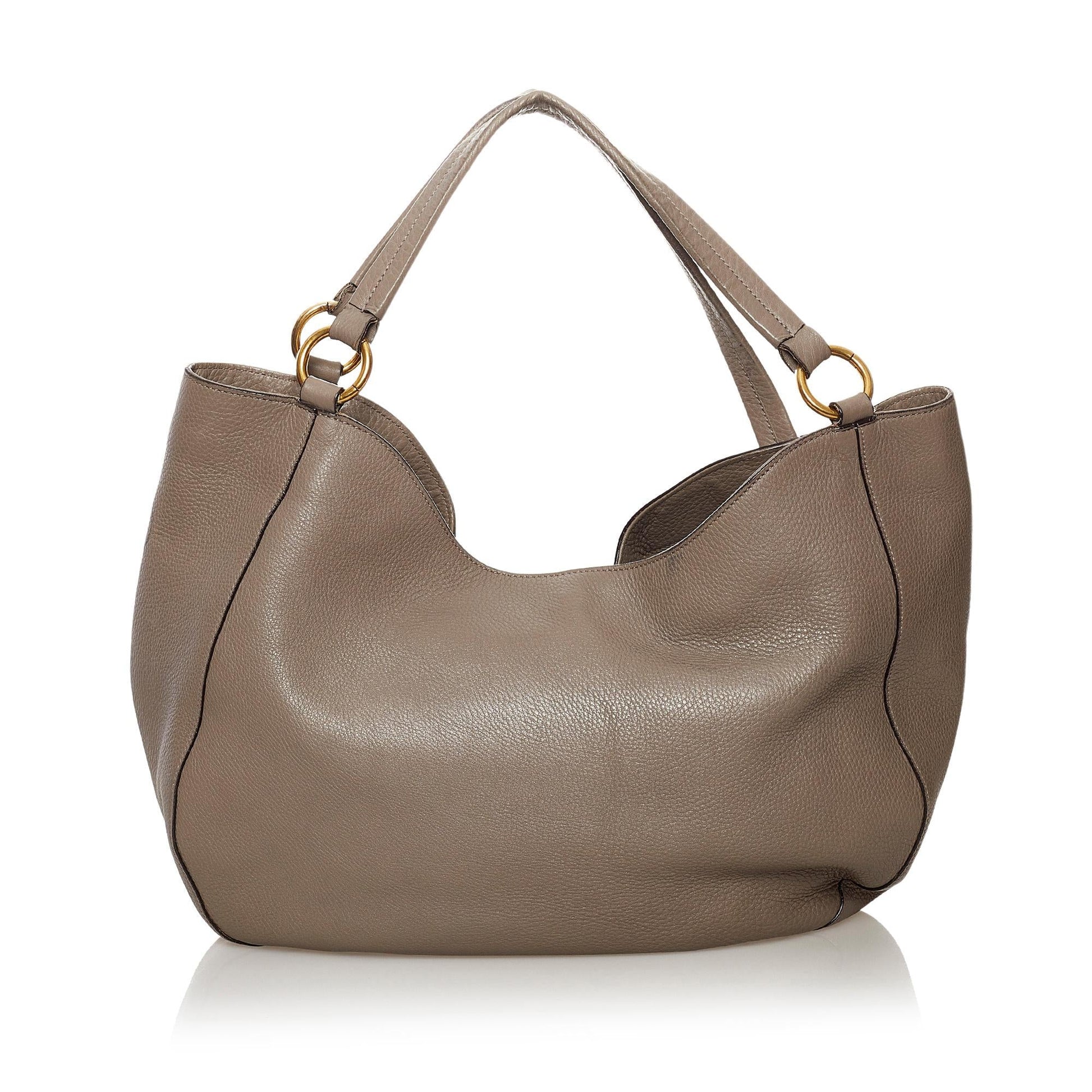 Gucci Twill SHG Leather Calf Grey Tote Bag