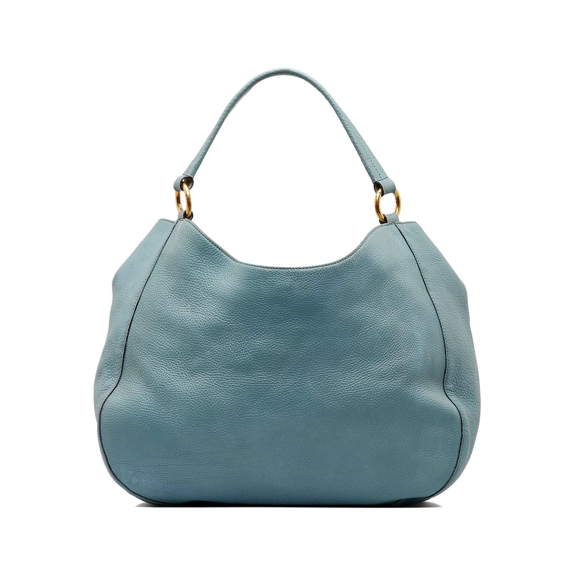Gucci Twill SHG-iOWFJD Calf Blue Tote Bag