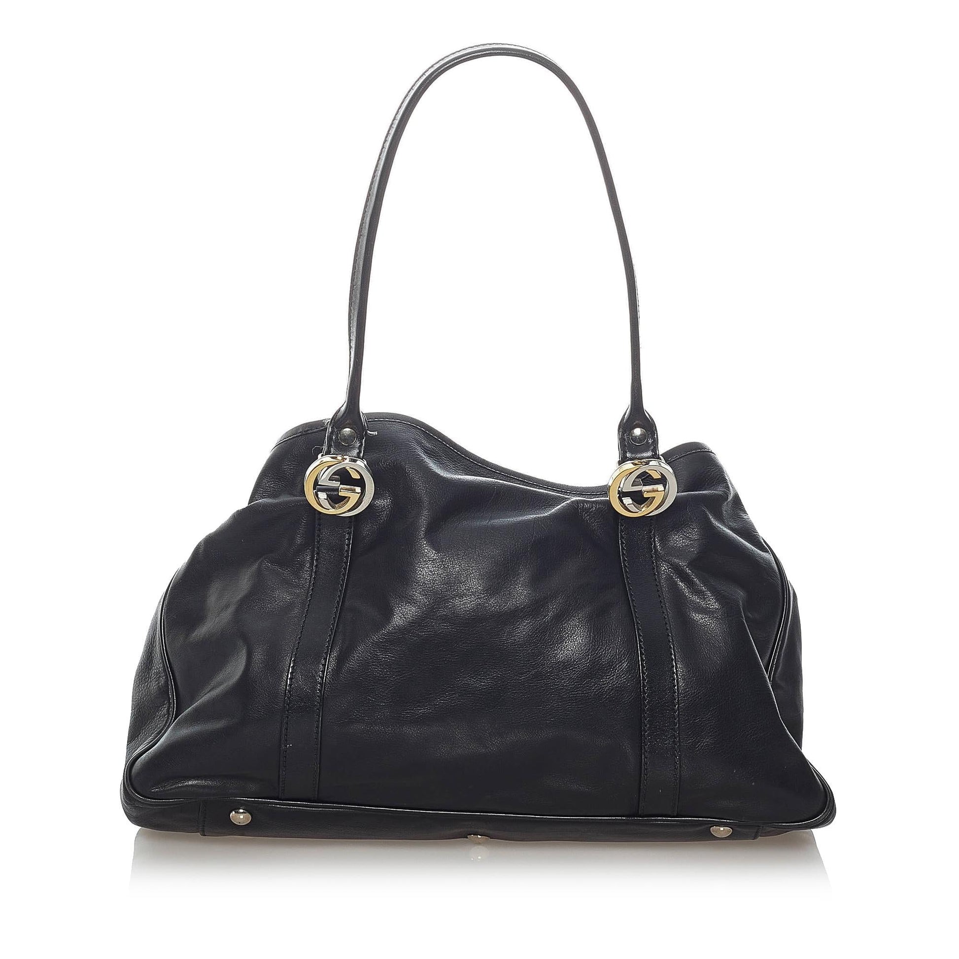 Gucci Twin SHG Leather Calf Black Tote Bag Bag Shg