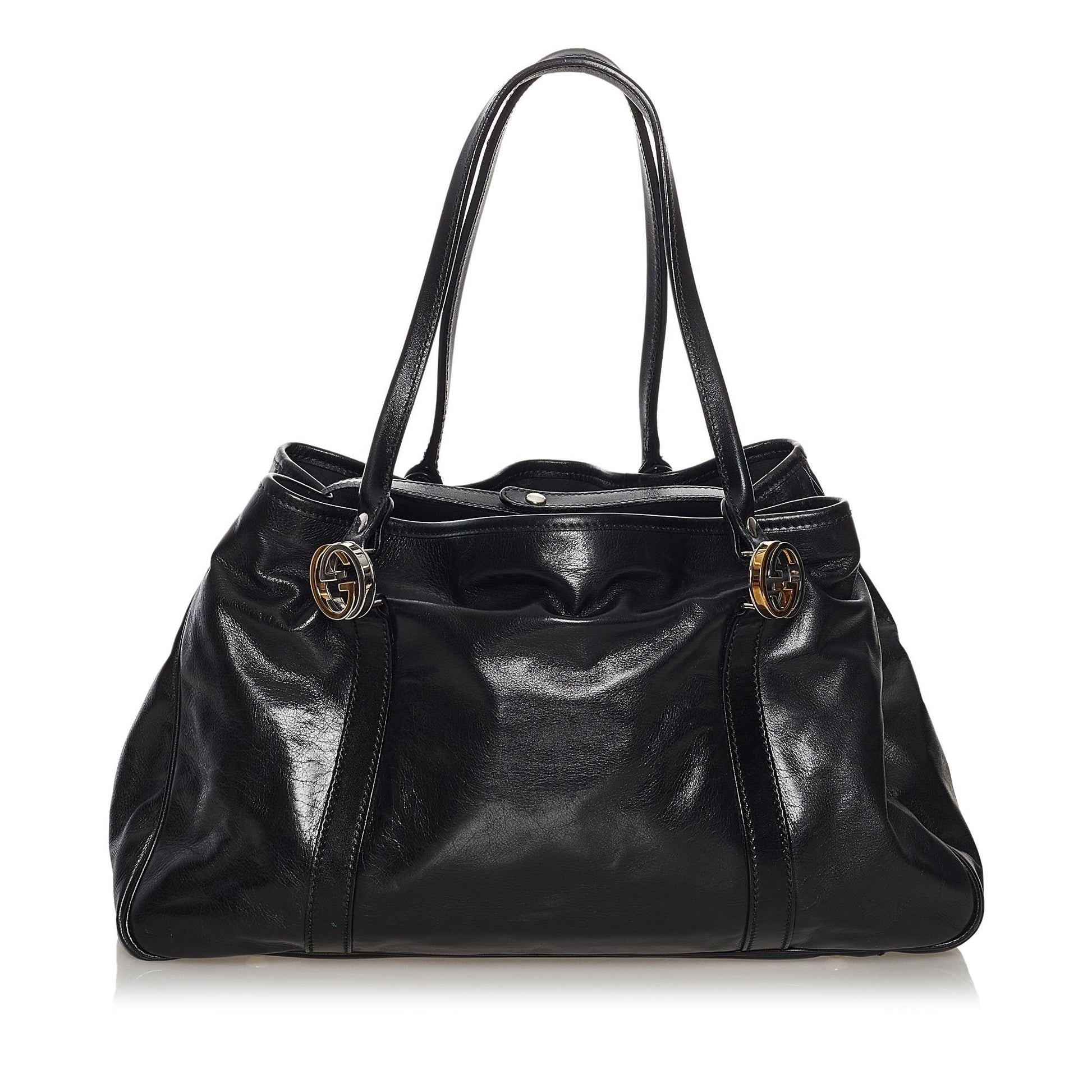 Gucci Twin SHG Leather Calf Black Tote Bag