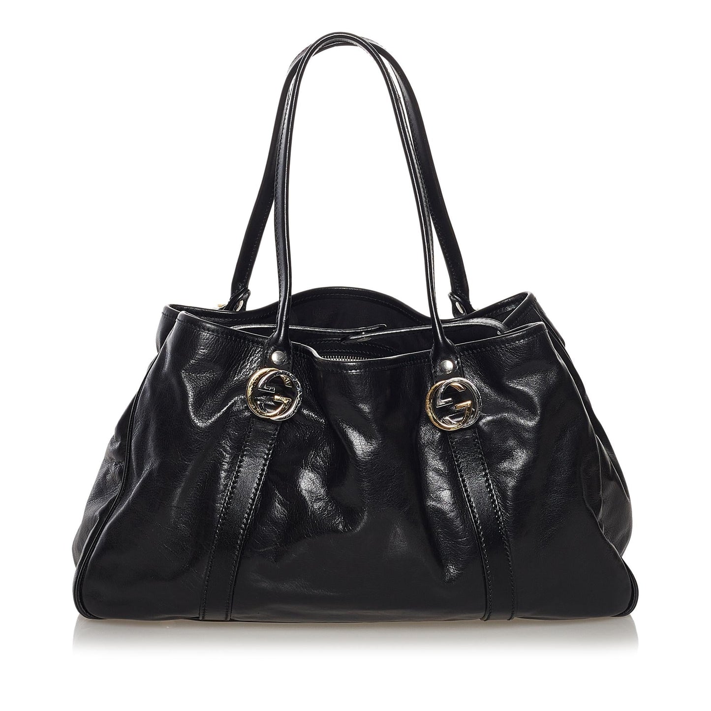 Gucci Twin SHG Leather Calf Black Tote Bag
