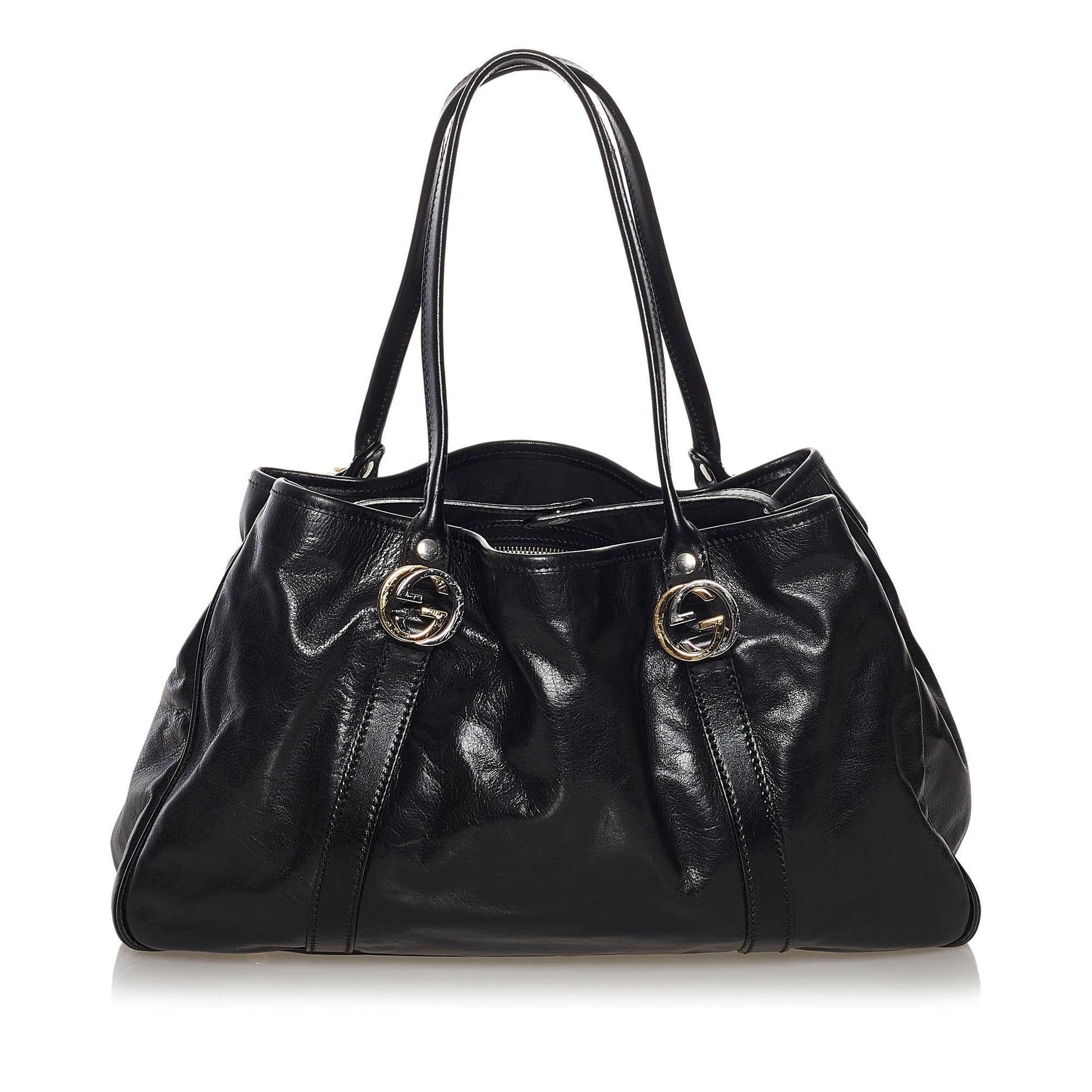 Gucci Twin SHG Leather Calf Black Tote Bag
