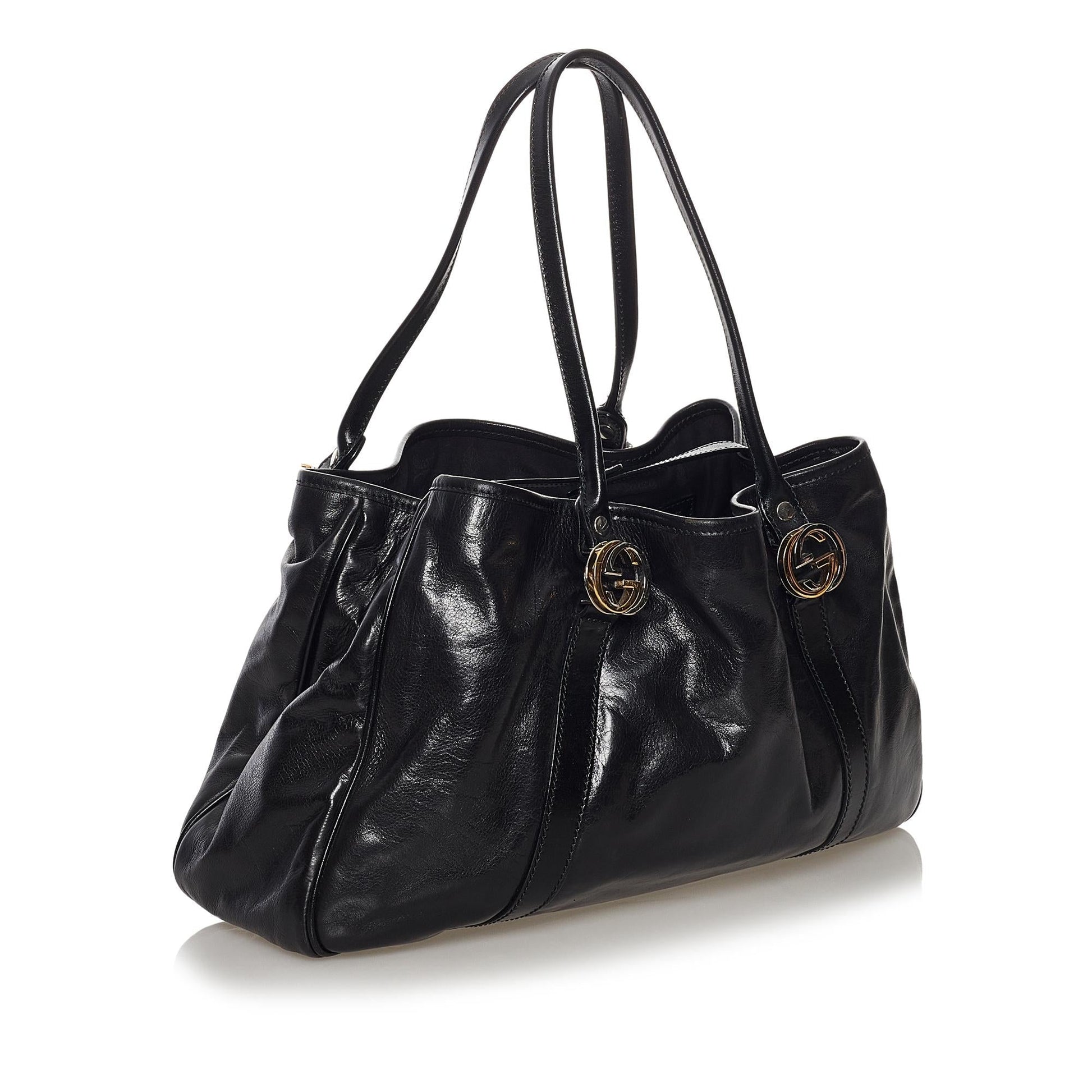 Gucci Twin SHG Leather Calf Black Tote Bag
