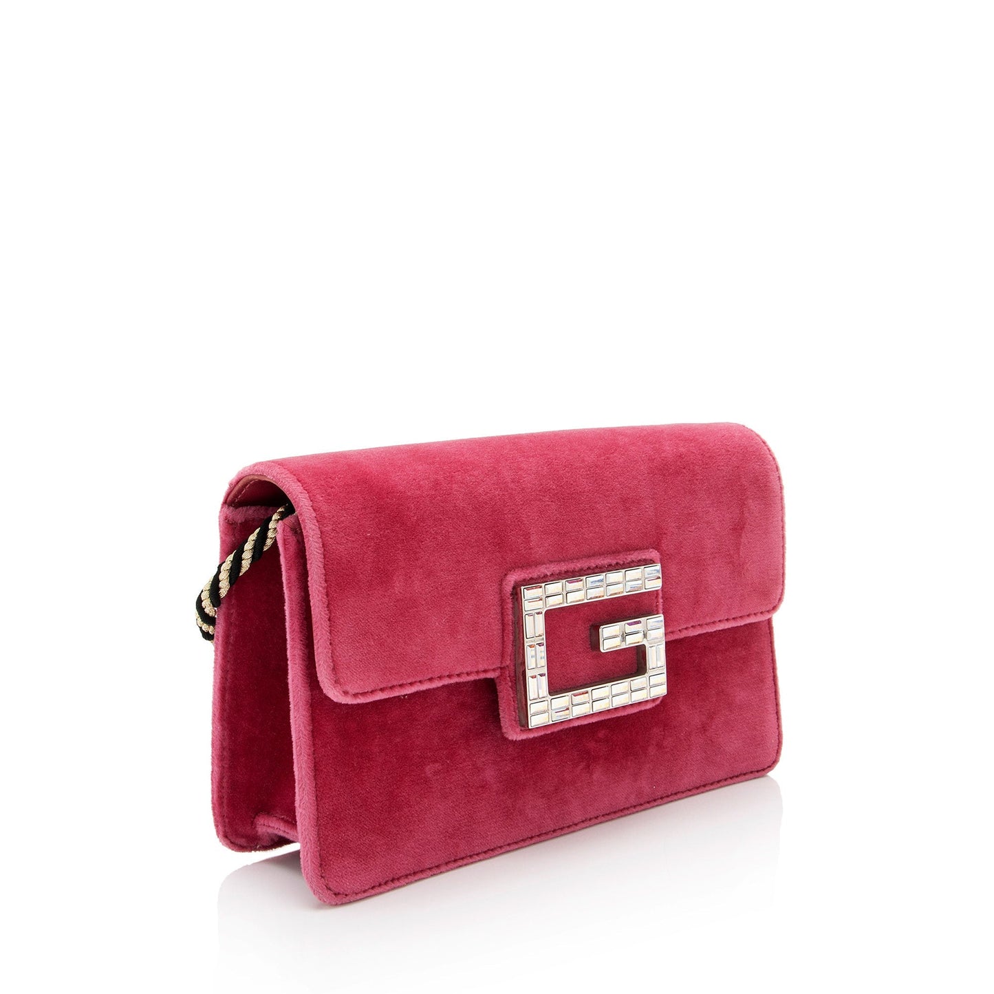 Gucci Velvet Crystal G SHF-y04HzV Leather Pink Crossbody Bag