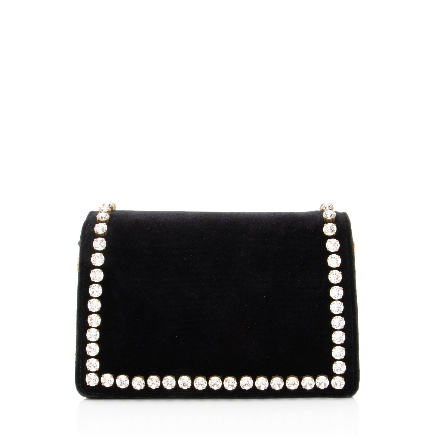 Gucci Velvet Crystal Bee Broadway Black Mini Crossbody Bag