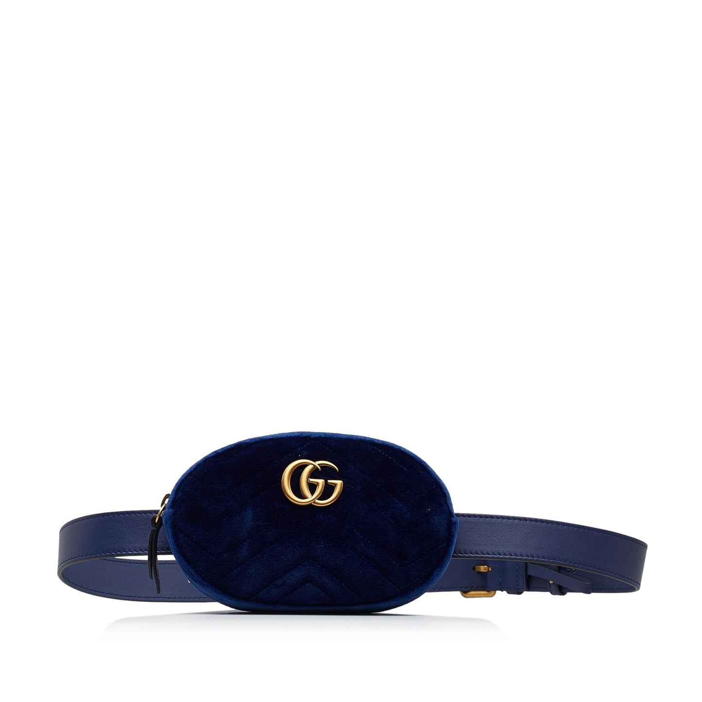 Gucci Velvet GG Marmont Belt SHG-0eluPi Matelasse Blue Accessory