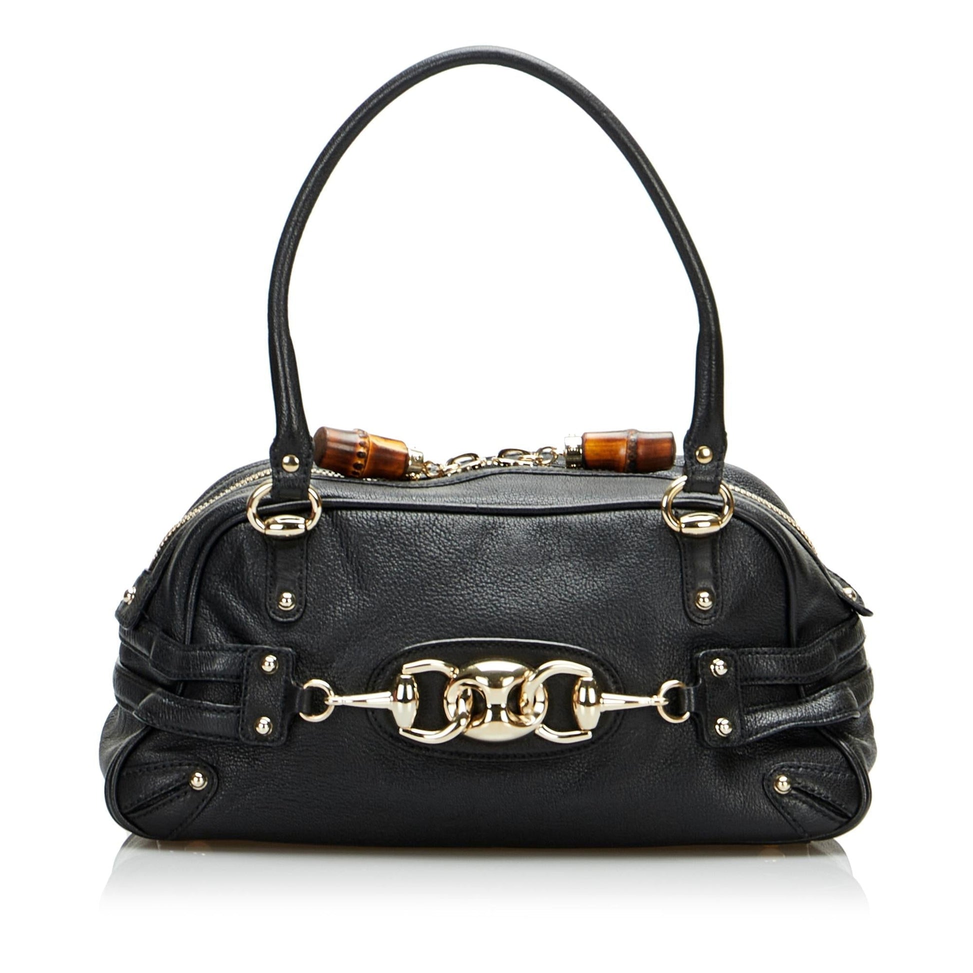 Gucci Wave SHG-2LCSds Calf Black Satchel Bag