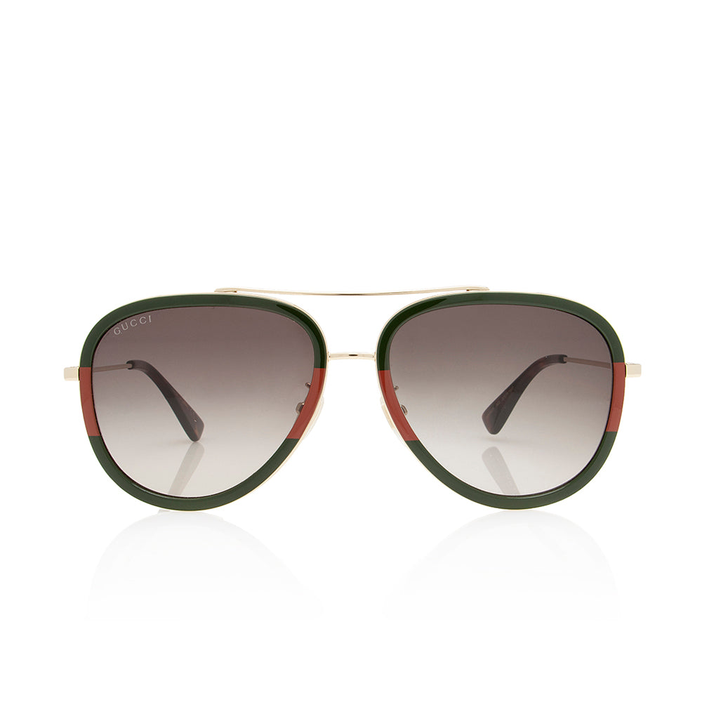 Gucci Web Aviator Sunglasses SHF Red Green Gold Accessory