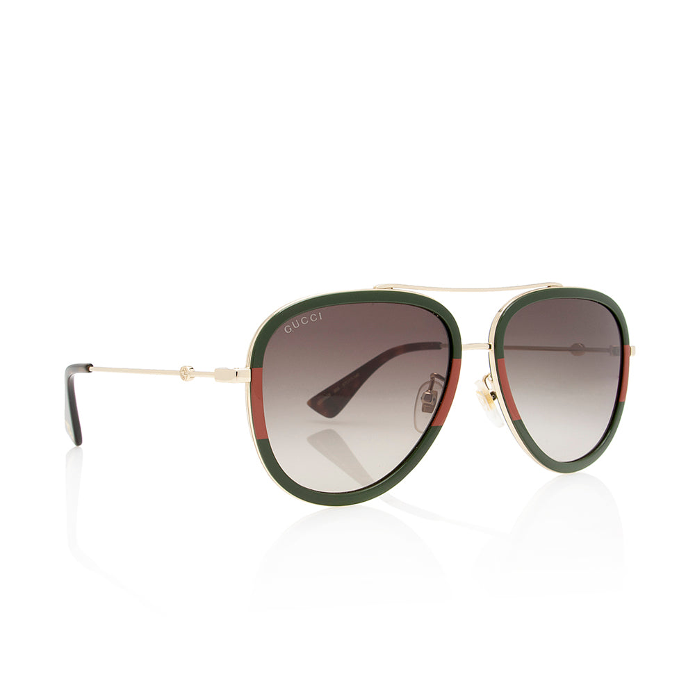 Gucci Web Aviator Sunglasses SHF Red Green Gold Accessory