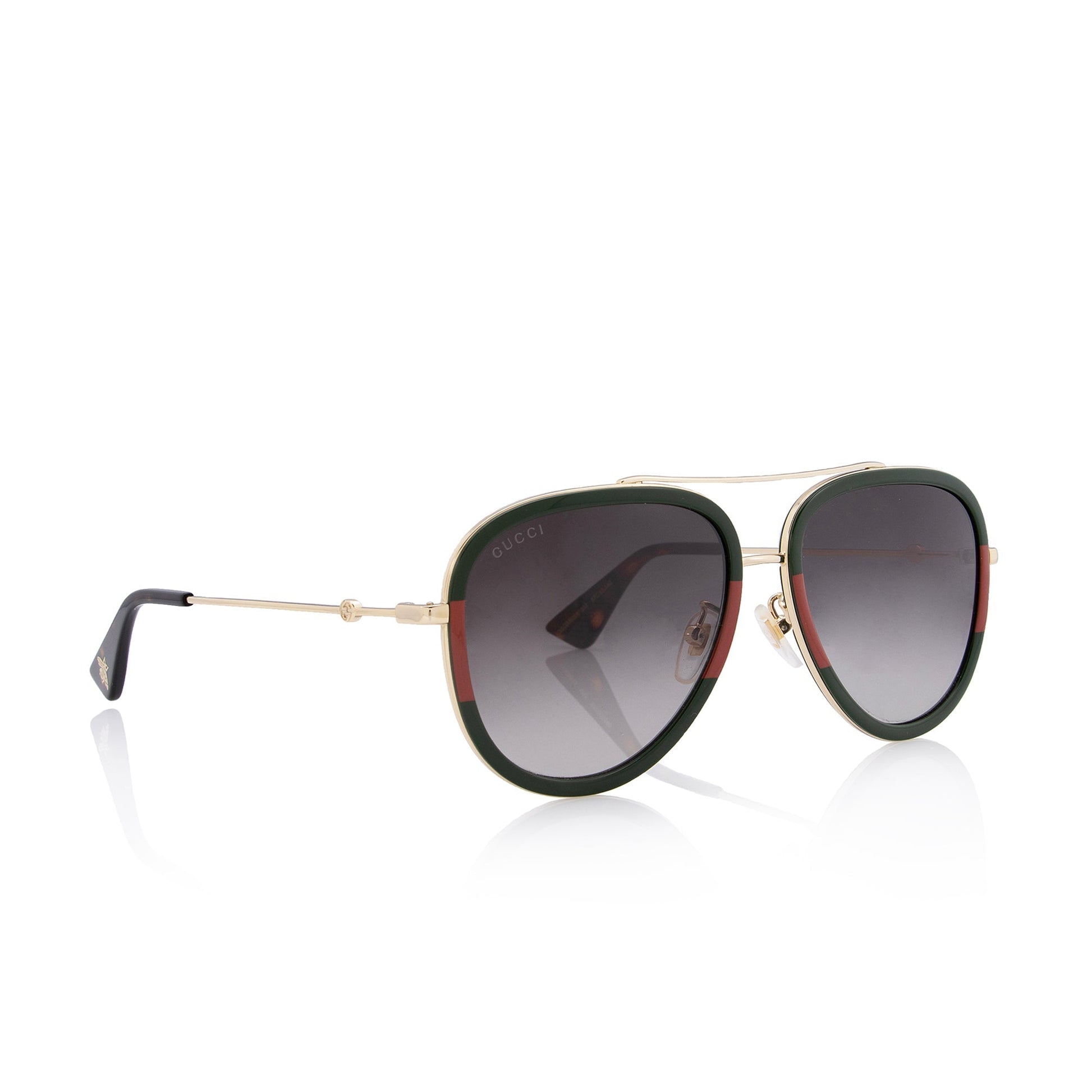 Gucci Web Aviator Sunglasses SHF Red Green Gold Accessory Sunglasses Shf