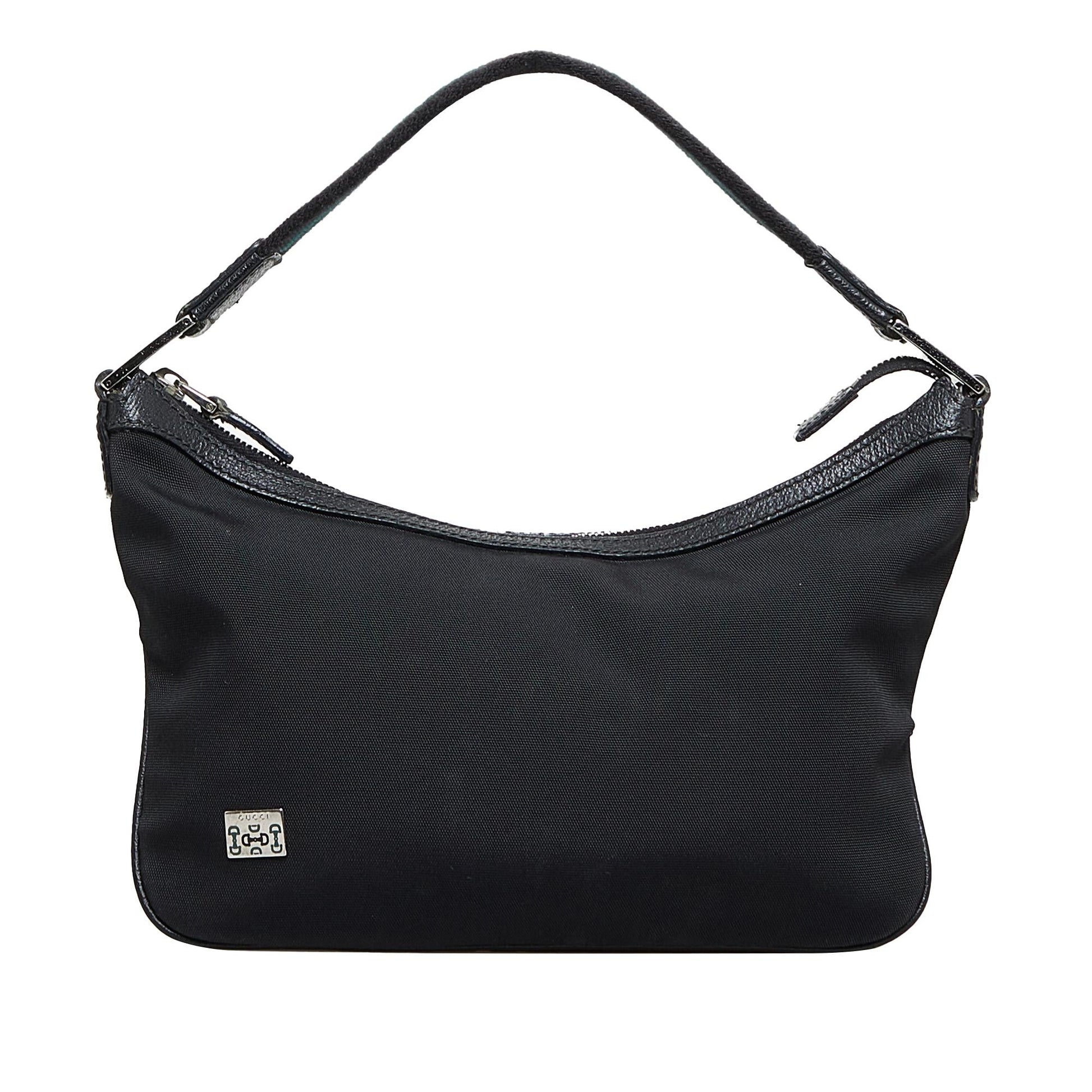 Gucci Web Baguette SHG-GaxQD5 Nylon Calf Black Handbag
