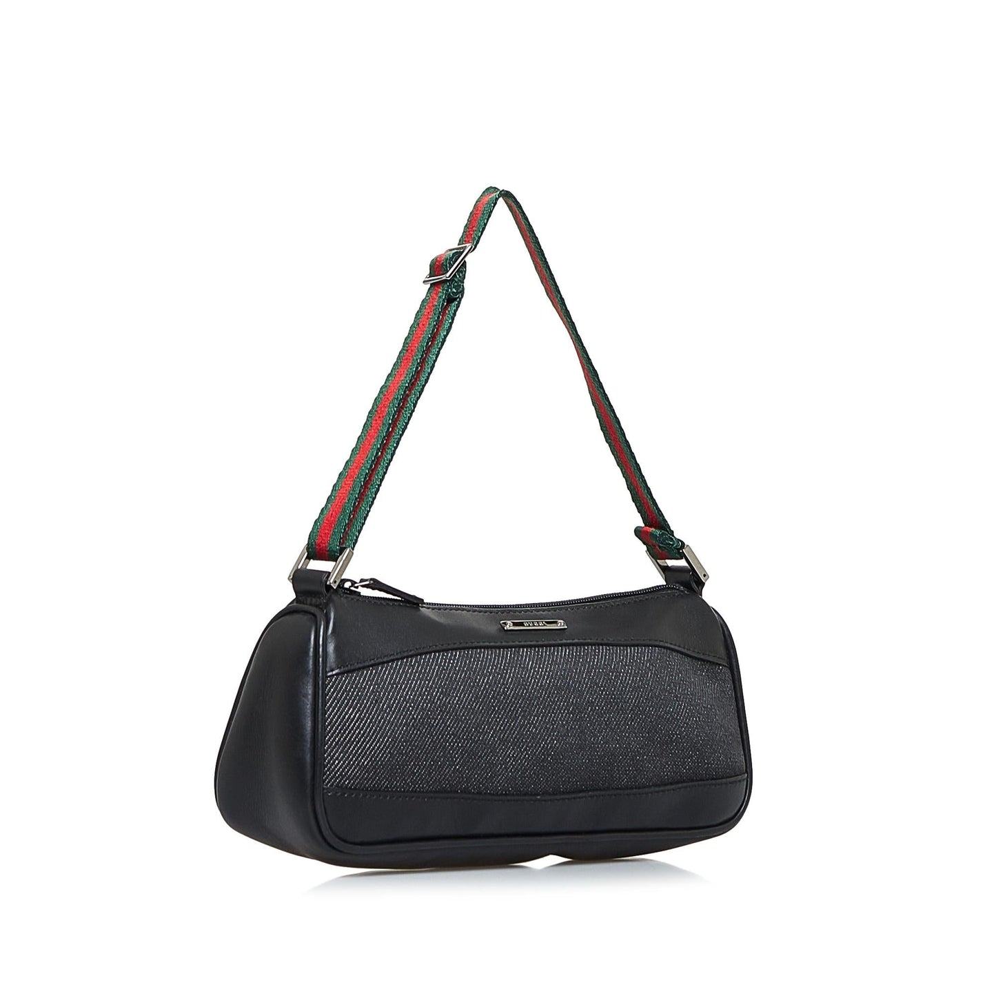 Gucci Web Baguette SHG-g3PZsk Denim Calf Black Handbag