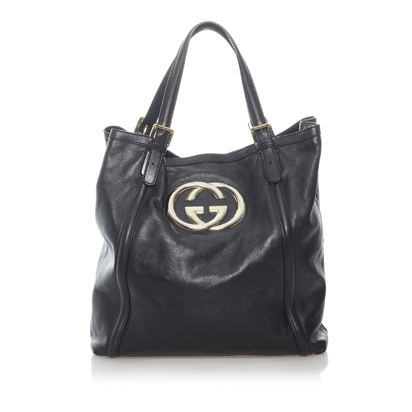 Gucci Web Britt SHG Leather Calf Black Tote Bag
