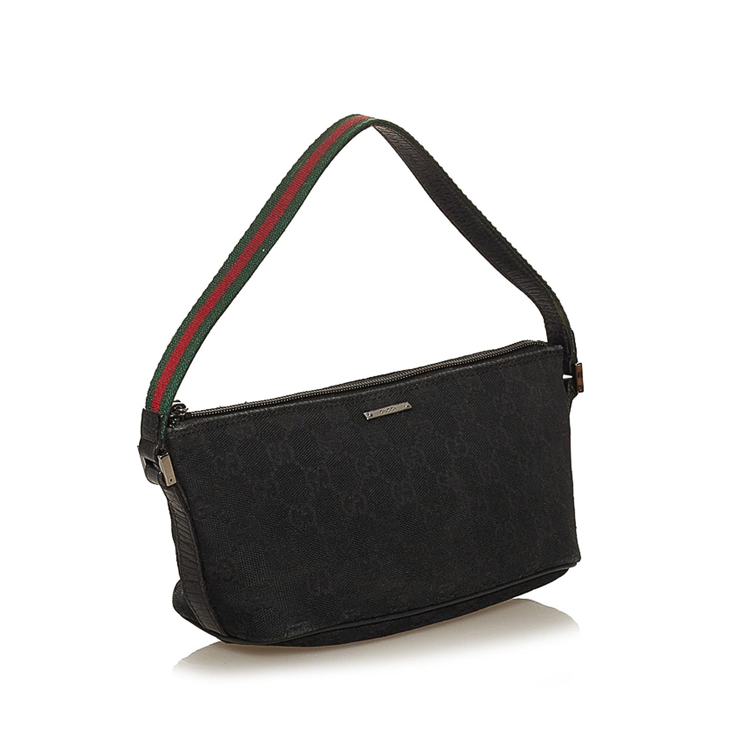 Gucci Web Boat Baguette SHG Canvas Black Handbag