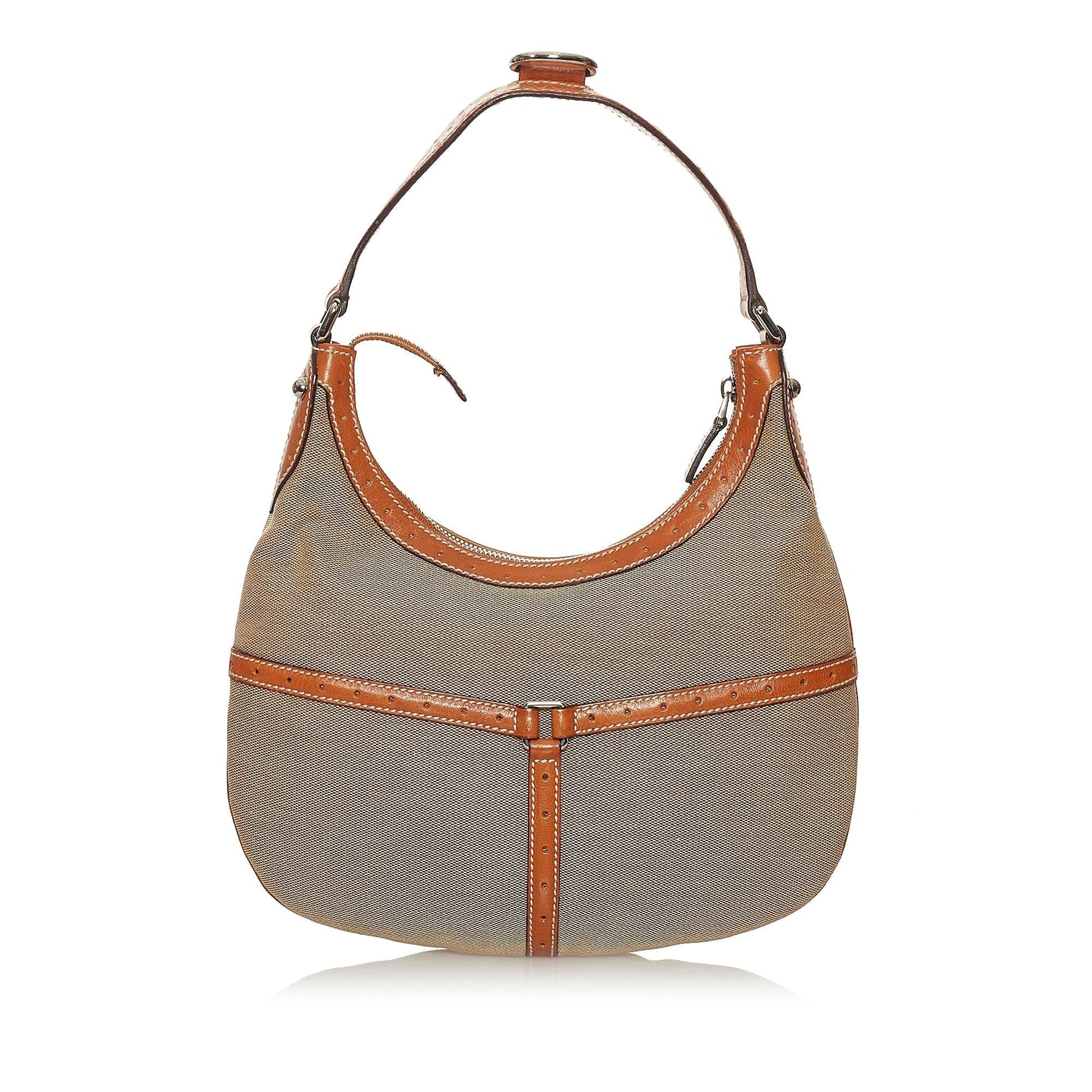 Gucci Web Reins SHG Canvas Brown Shoulder Bag