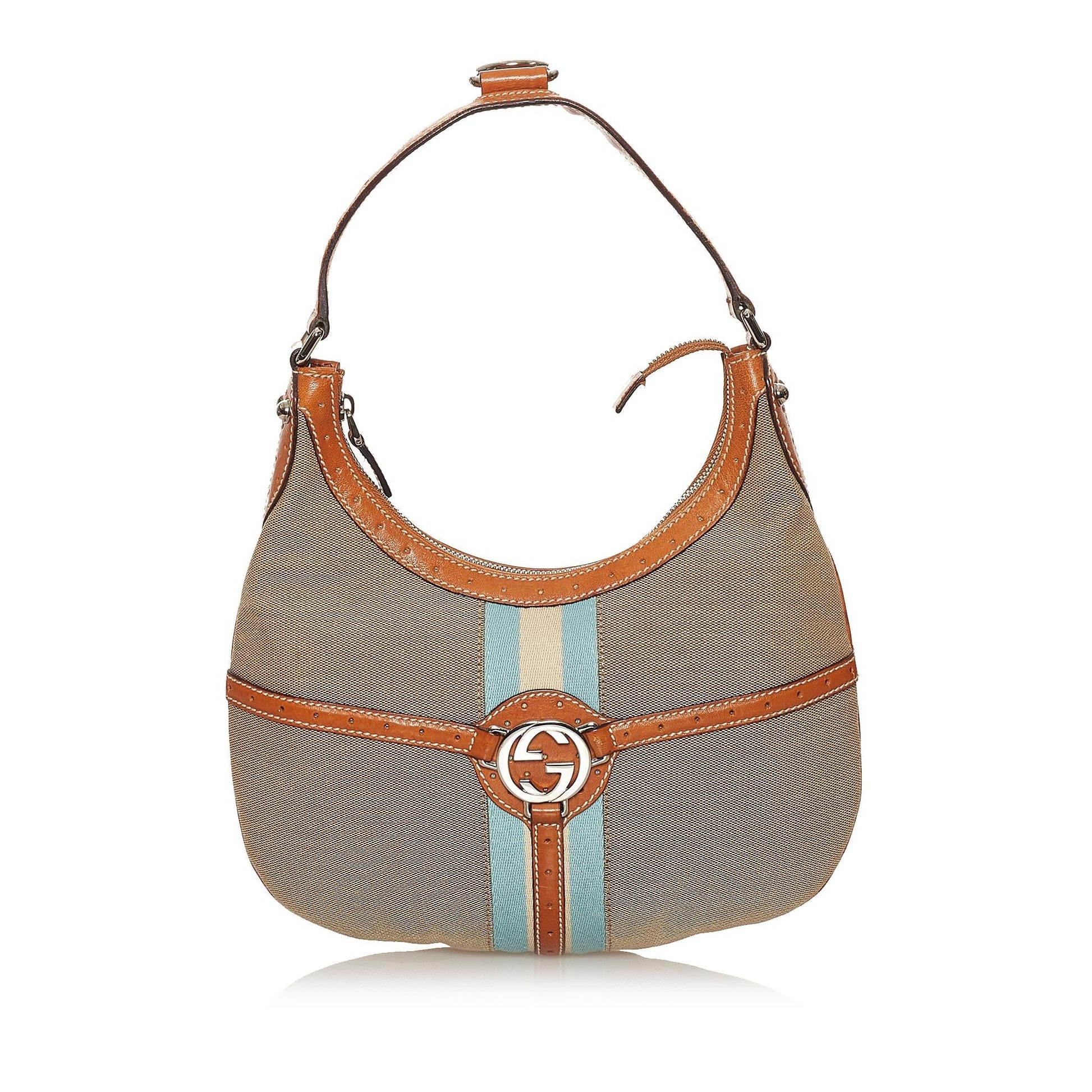 Gucci Web Reins SHG Canvas Brown Shoulder Bag