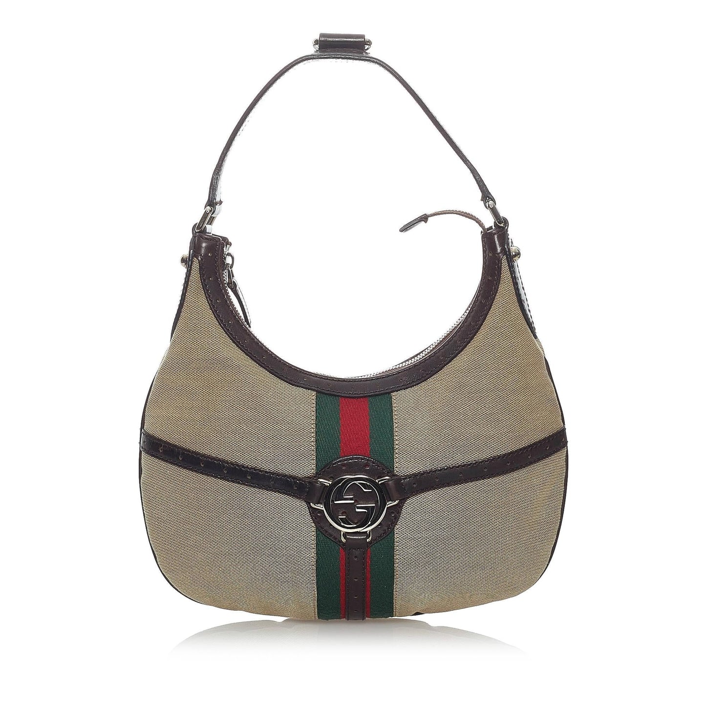 Gucci Web Reins SHG Canvas Calf Brown Shoulder Bag Bag Shg