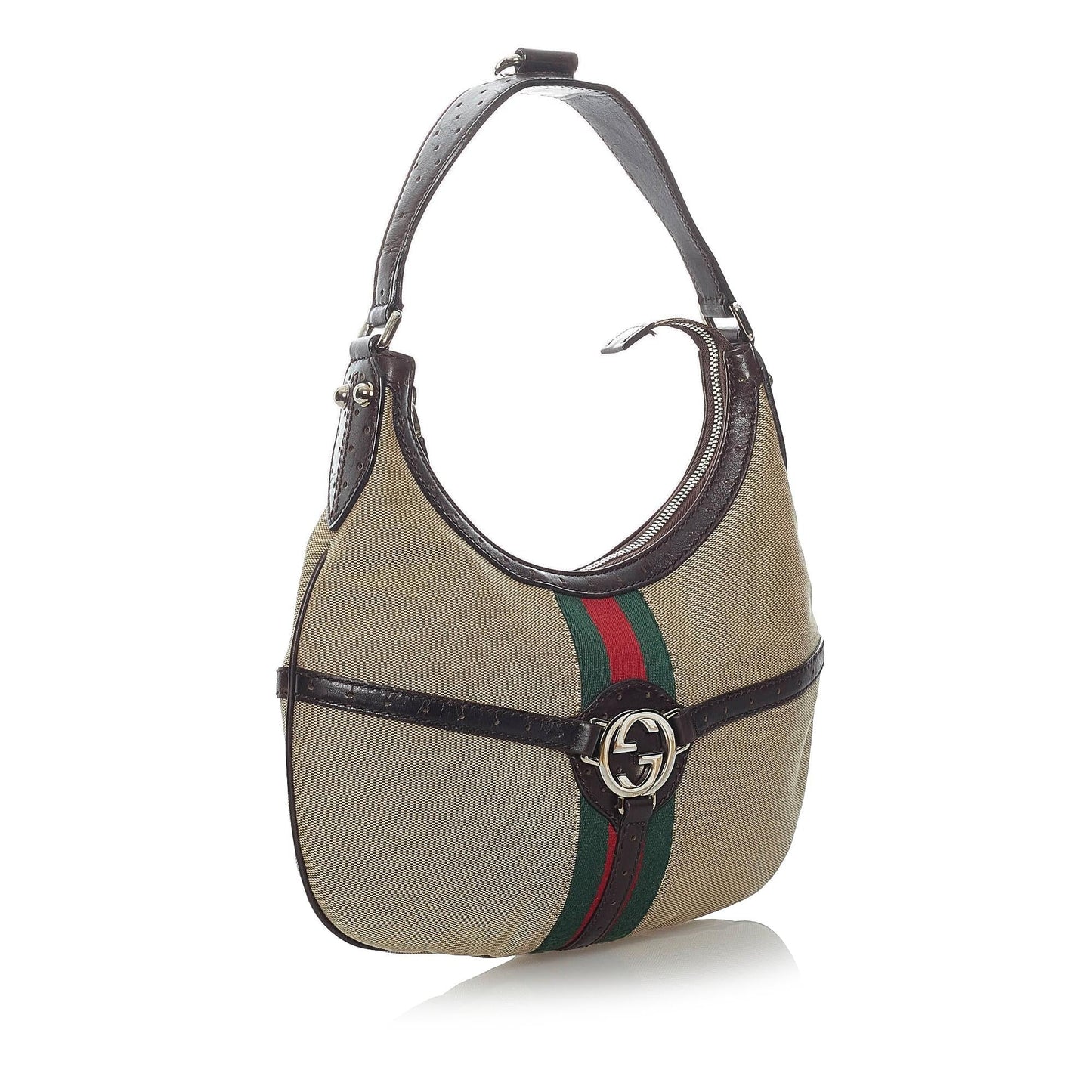 Gucci Web Reins SHG Canvas Calf Brown Shoulder Bag Bag Shg