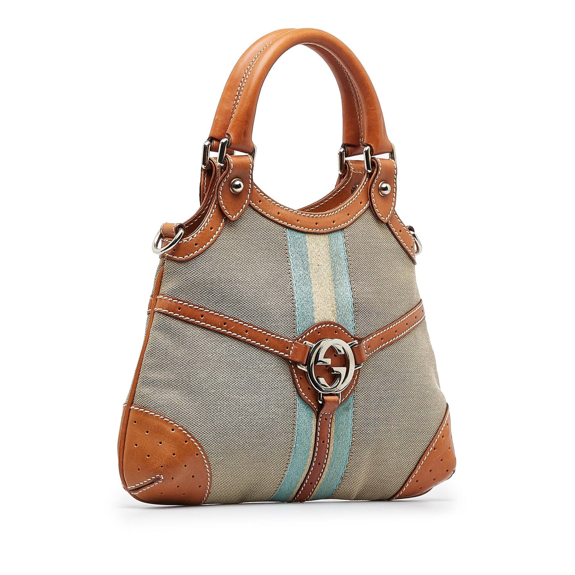 Gucci Web Reins SHG-wUoDp0 Canvas Brown Satchel Bag