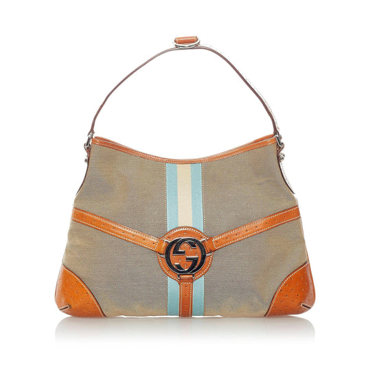 Gucci Web Reins SHG Canvas Brown Shoulder Bag 3