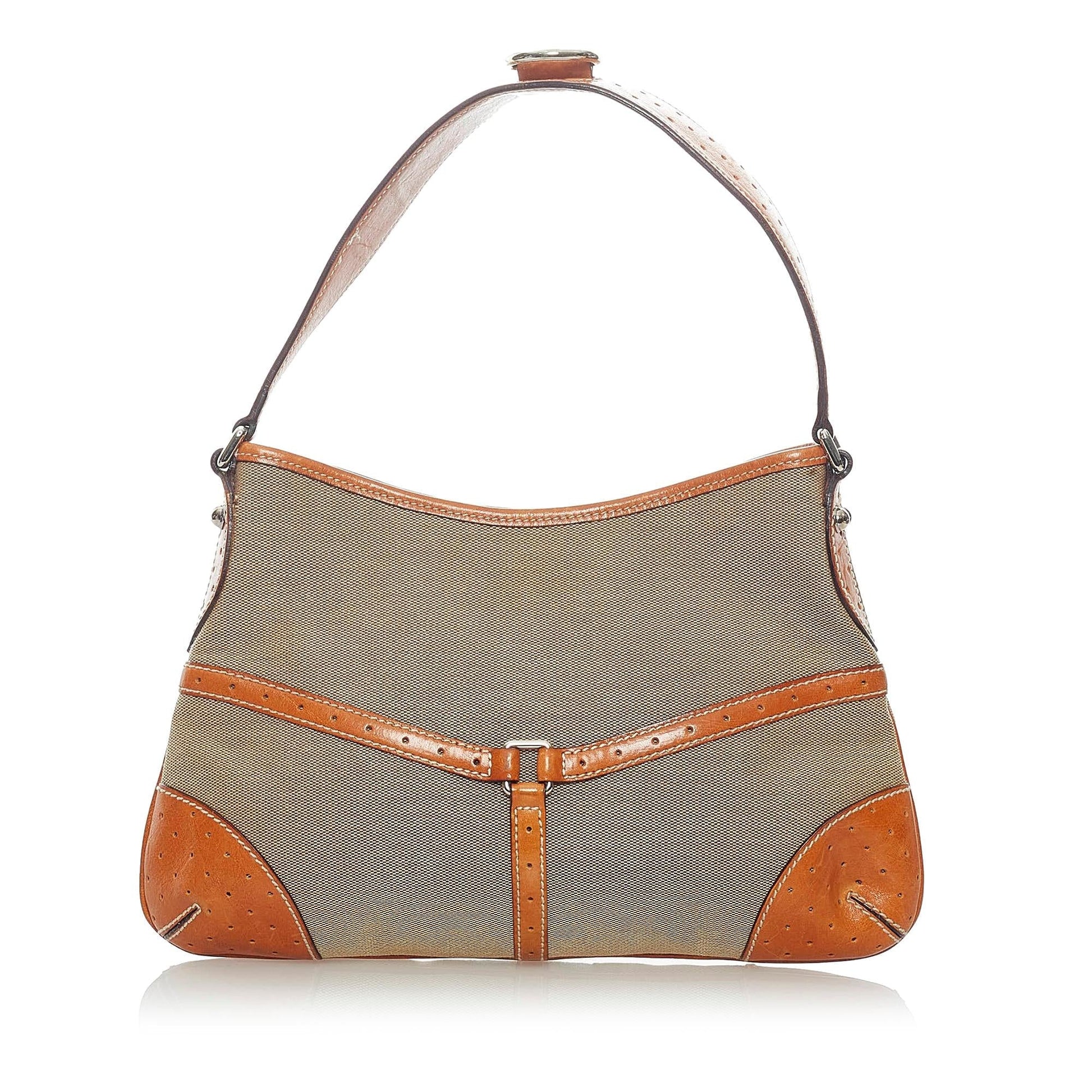 Gucci Web Reins SHG Canvas Calf Brown Shoulder Bag