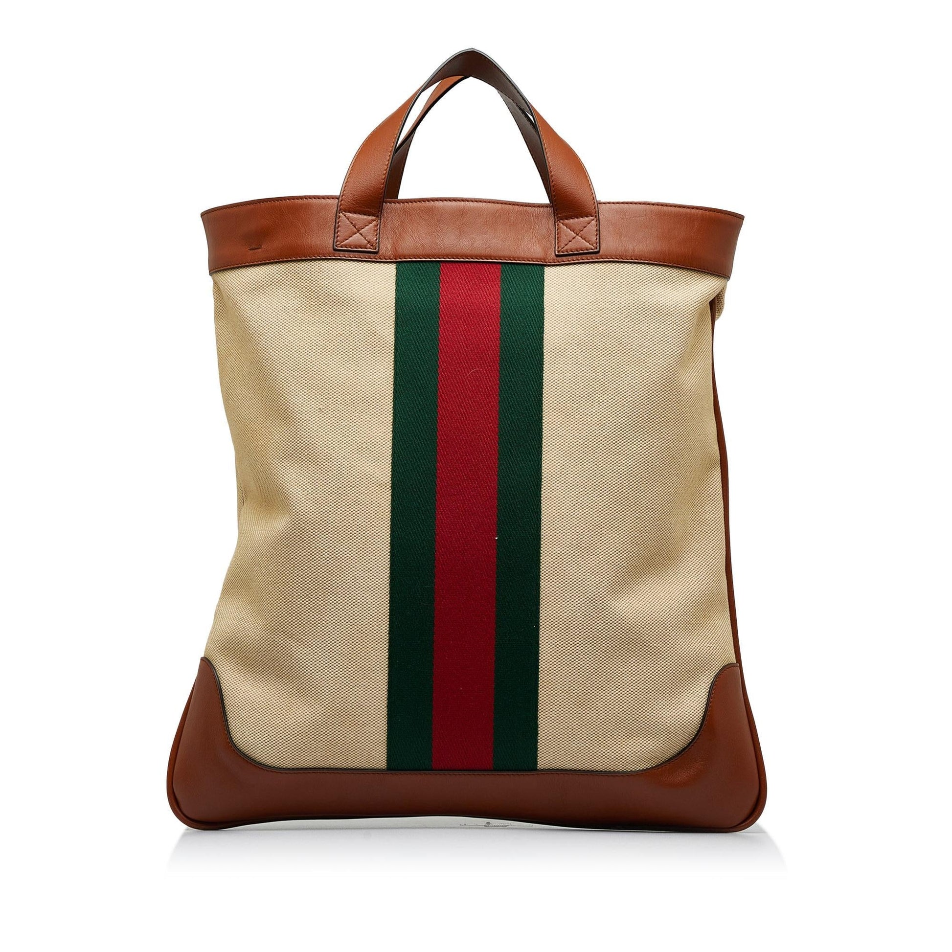 Gucci Web SHG-g41Sc1 Canvas Brown Satchel Bag