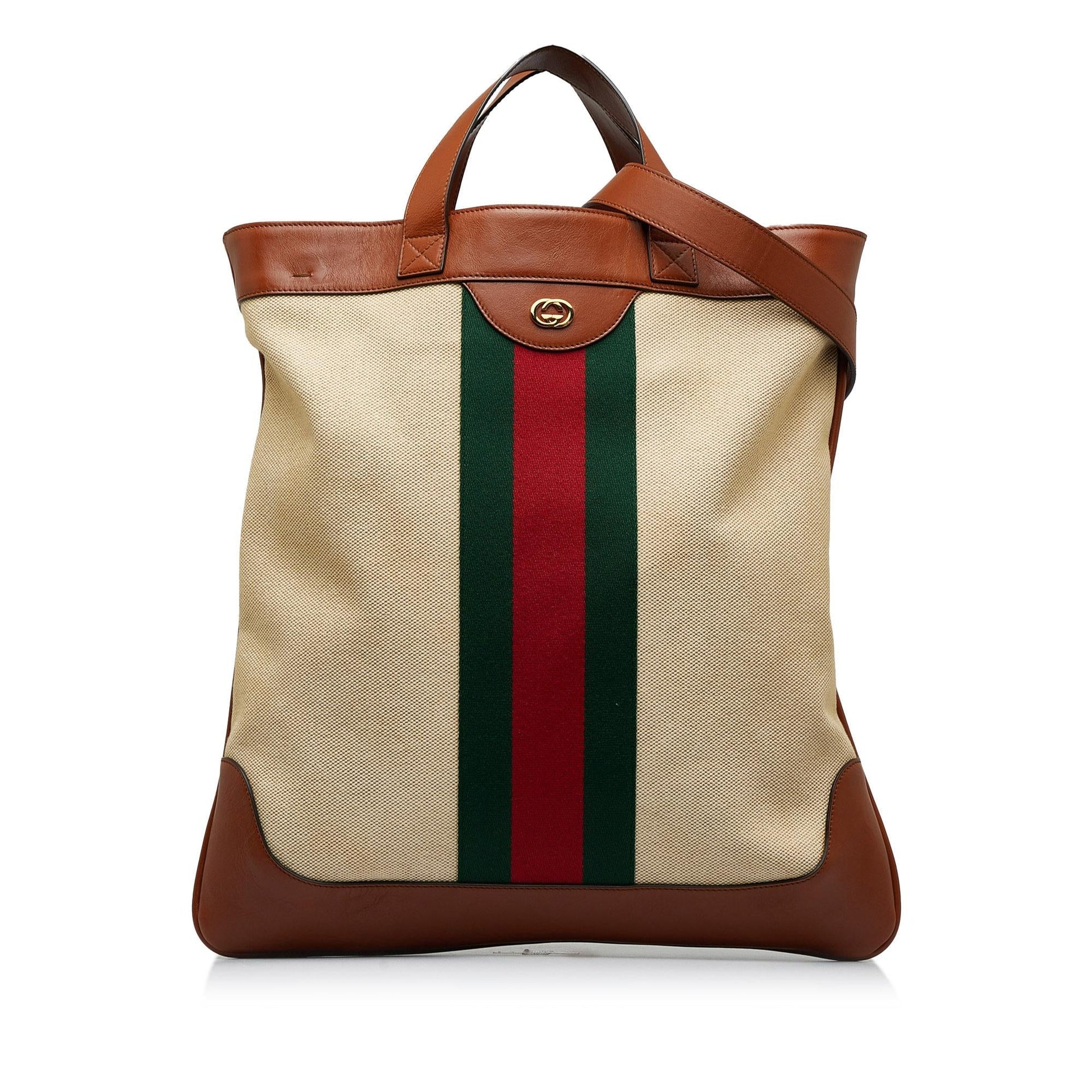 Gucci Web SHG-g41Sc1 Canvas Brown Satchel Bag