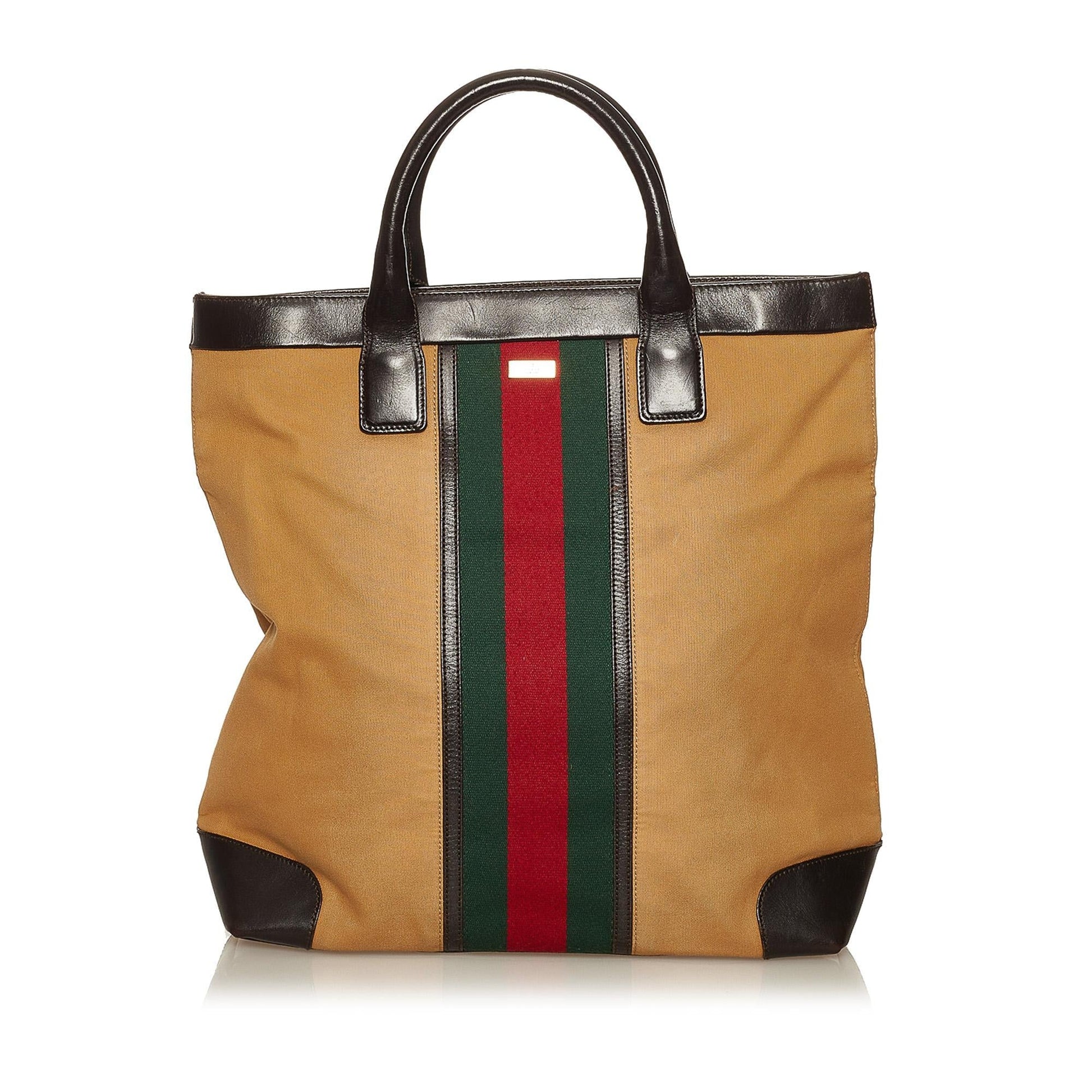 Gucci Web SHG Canvas Brown Tote Bag 3