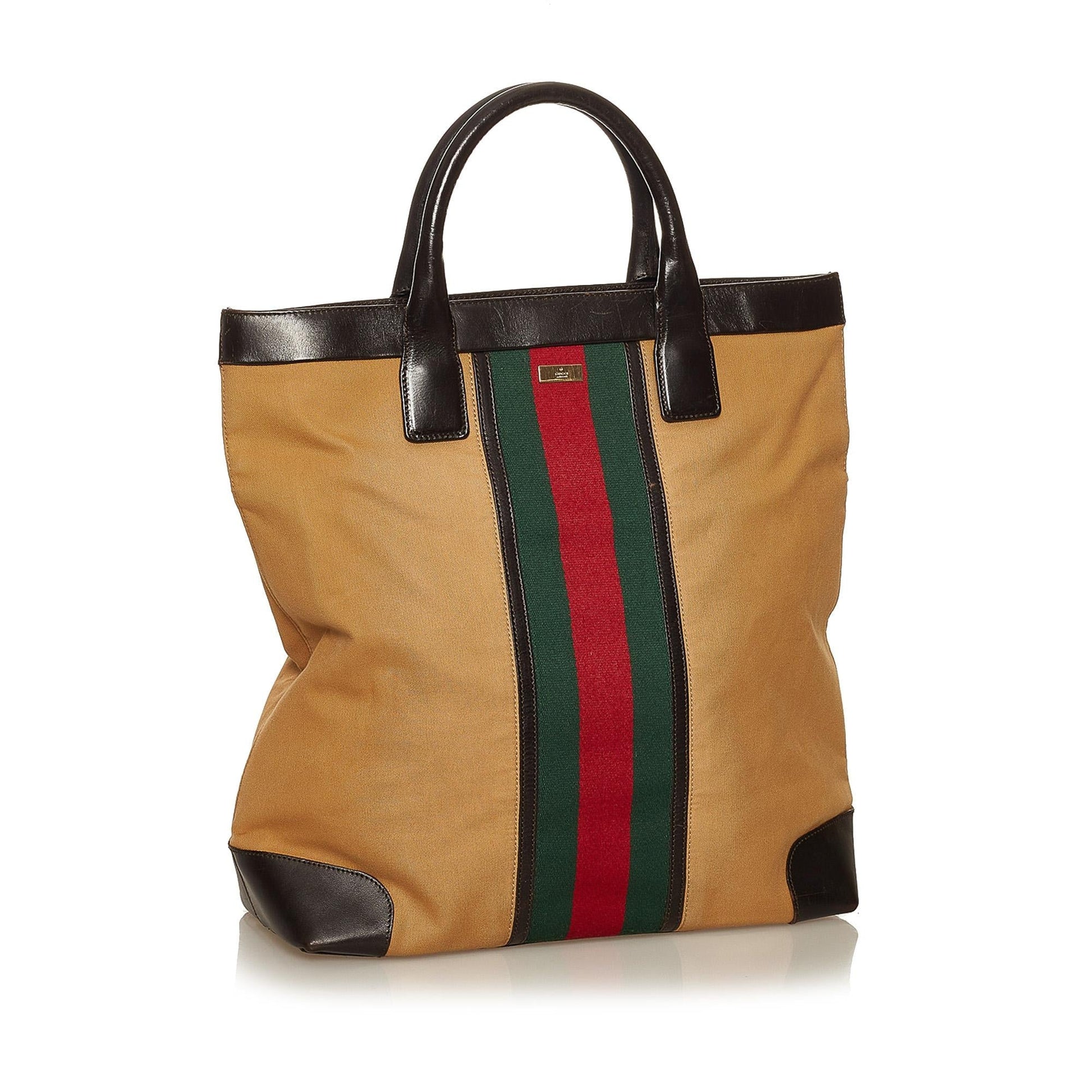 Gucci Web SHG Canvas Brown Tote Bag 3