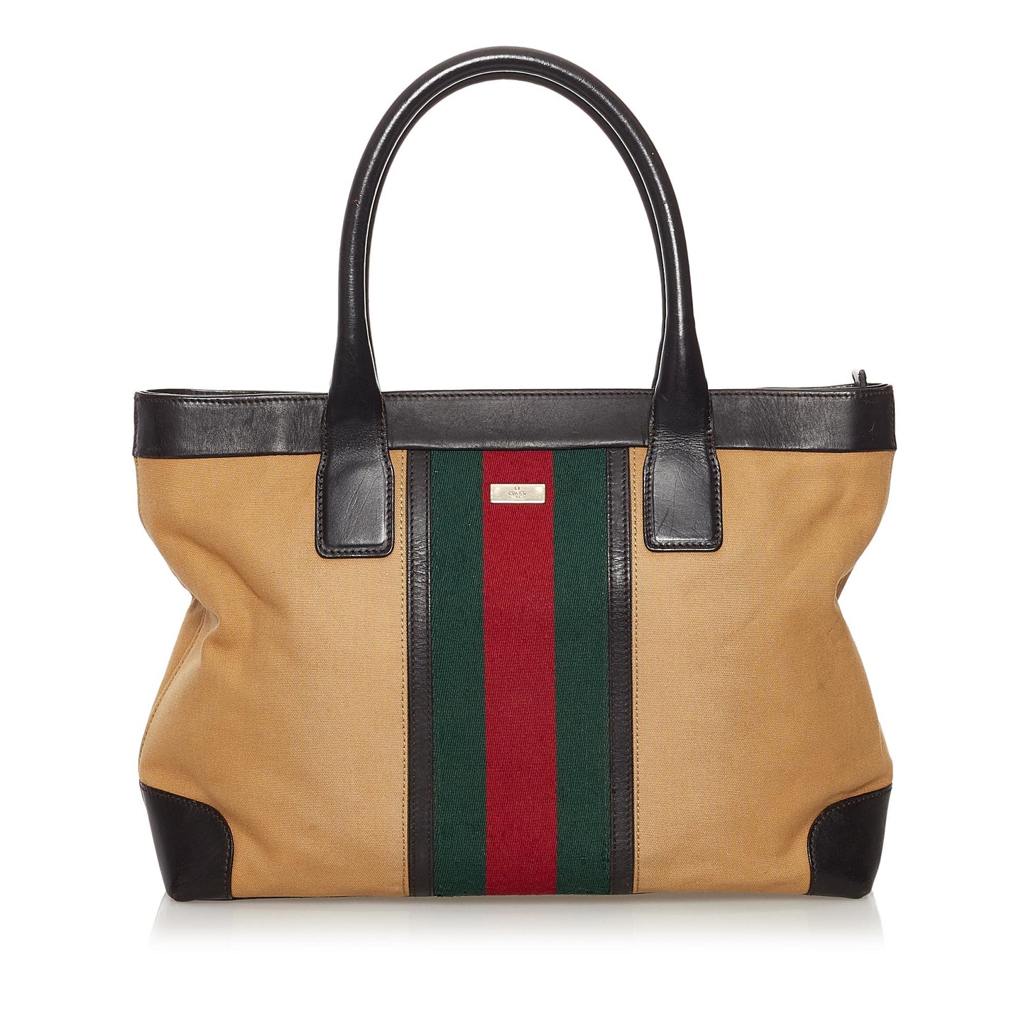 Gucci Web SHG Canvas Brown Tote Bag