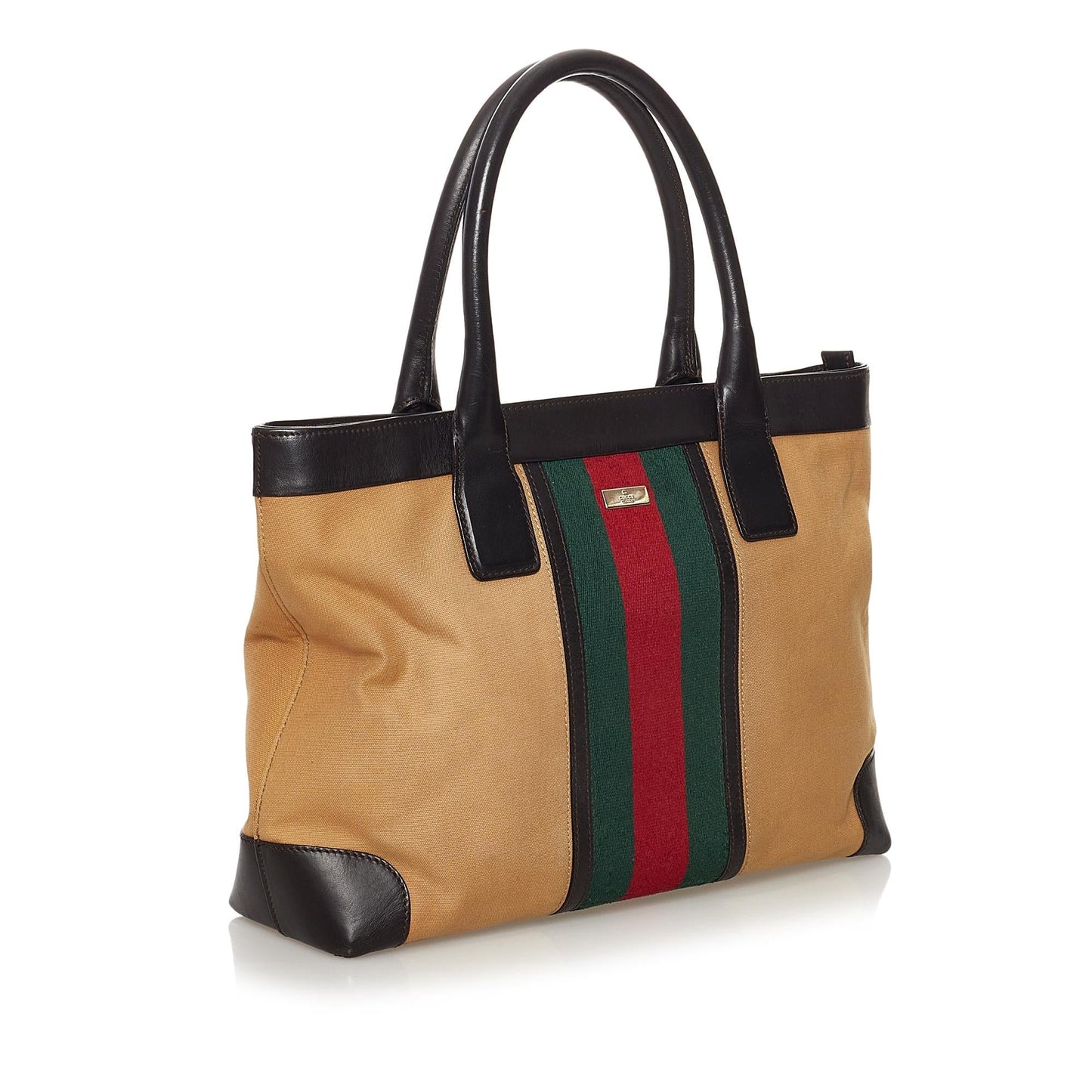 Gucci Web SHG Canvas Brown Tote Bag
