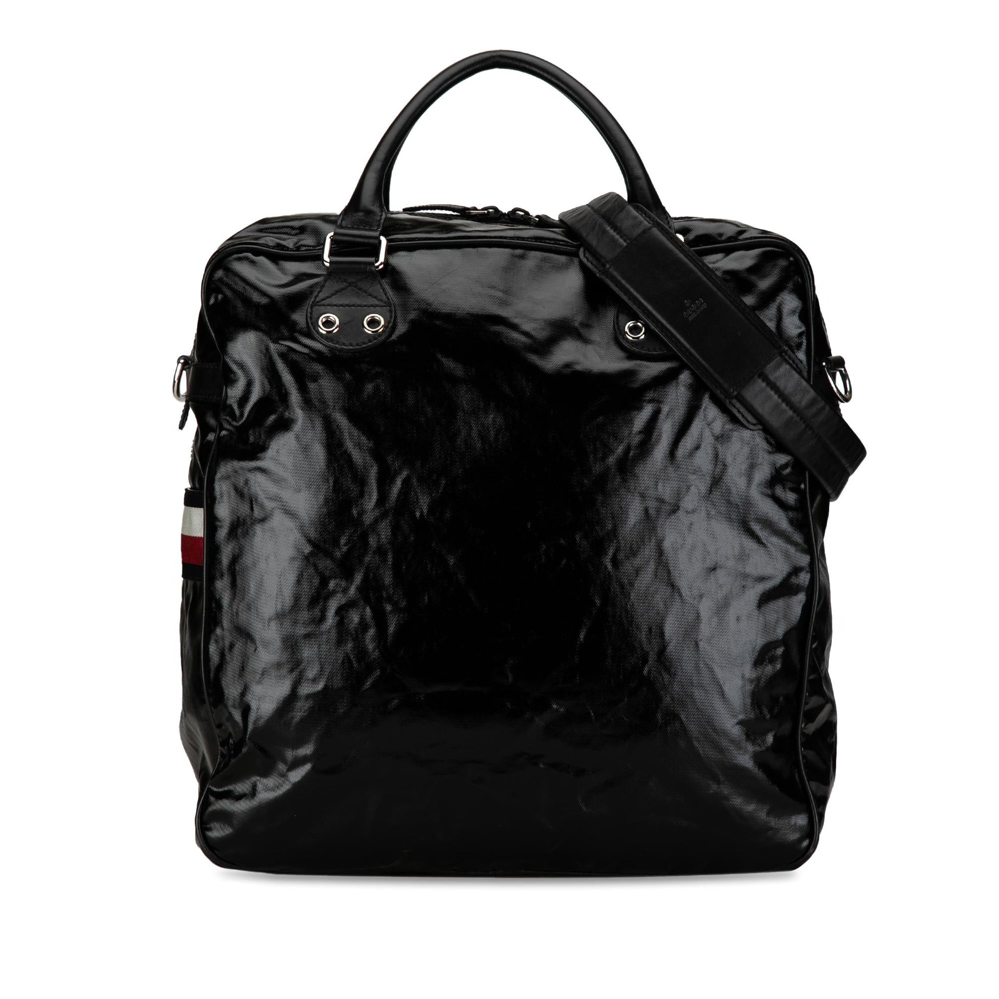 Gucci Web Coated SHG-rARBOf Canvas Calf Black Satchel Bag