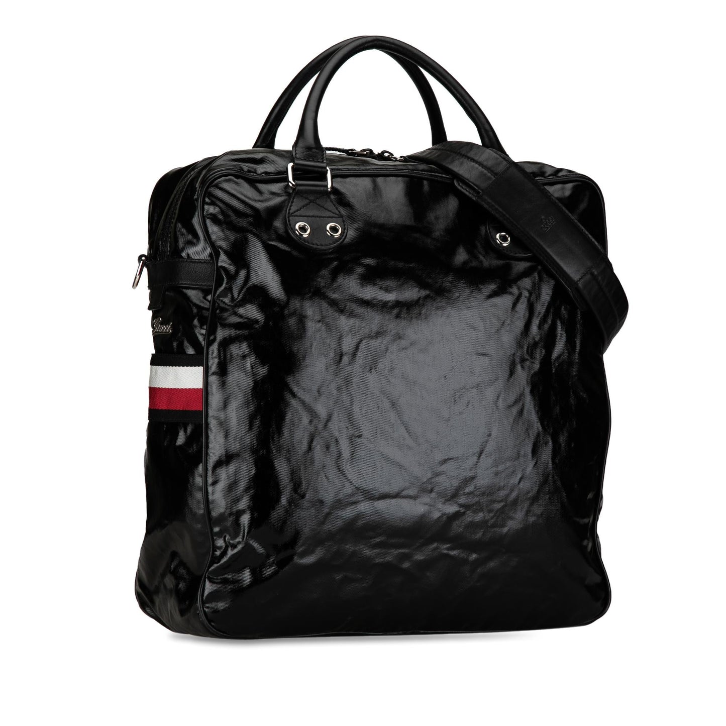 Gucci Web Coated SHG-rARBOf Canvas Calf Black Satchel Bag