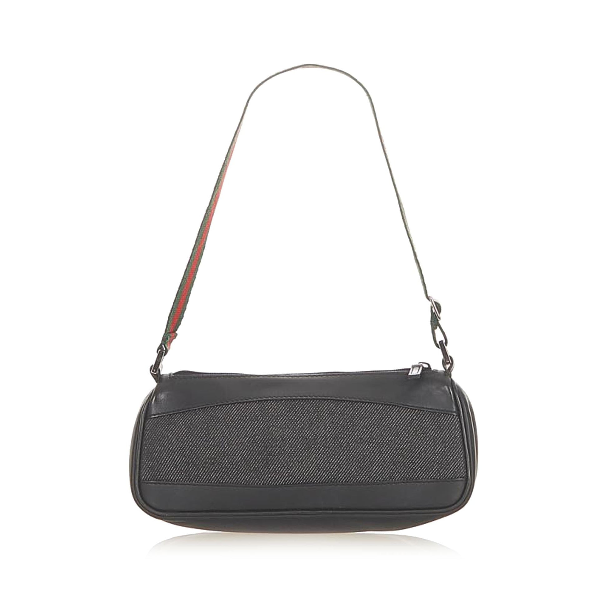 Gucci Web Baguette SHG Denim Black Handbag