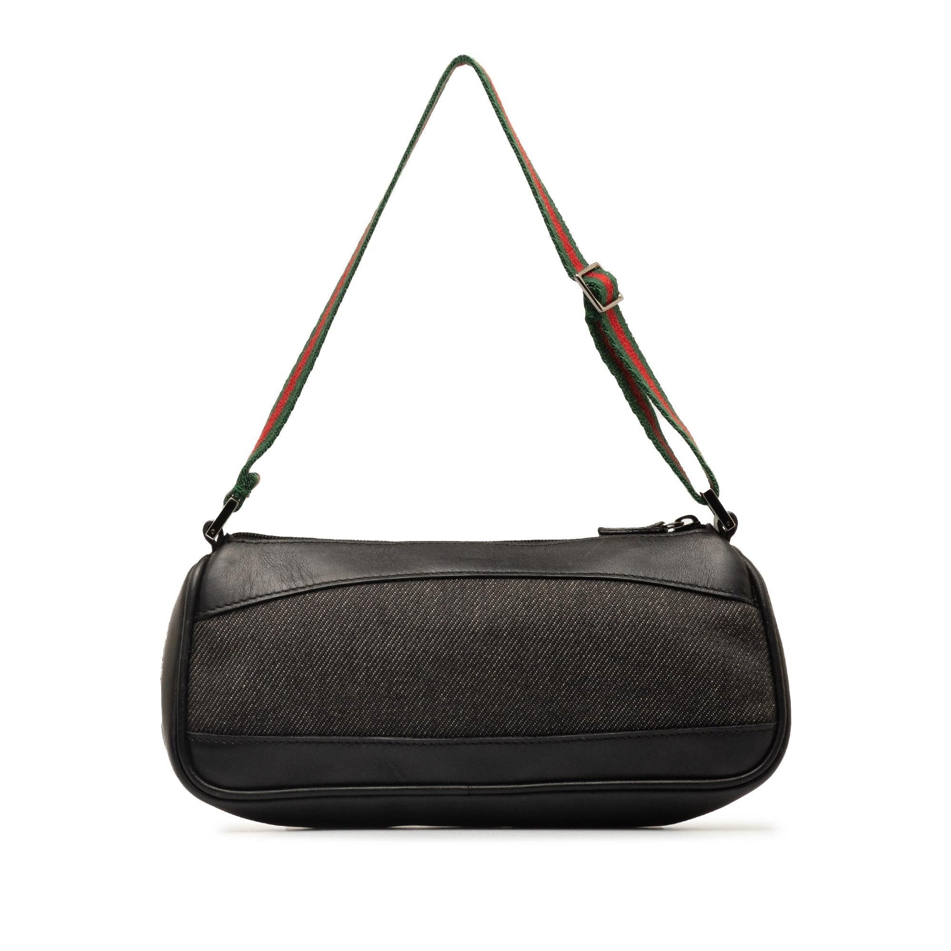 Gucci Web Baguette SHG-dFZzPv Denim Black Handbag