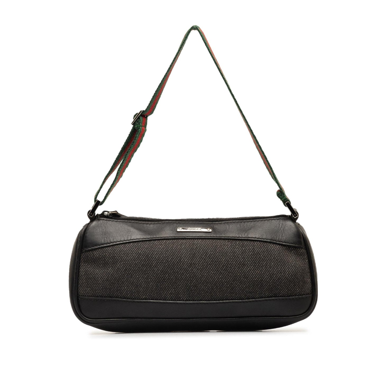 Gucci Web Baguette SHG-dFZzPv Denim Black Handbag
