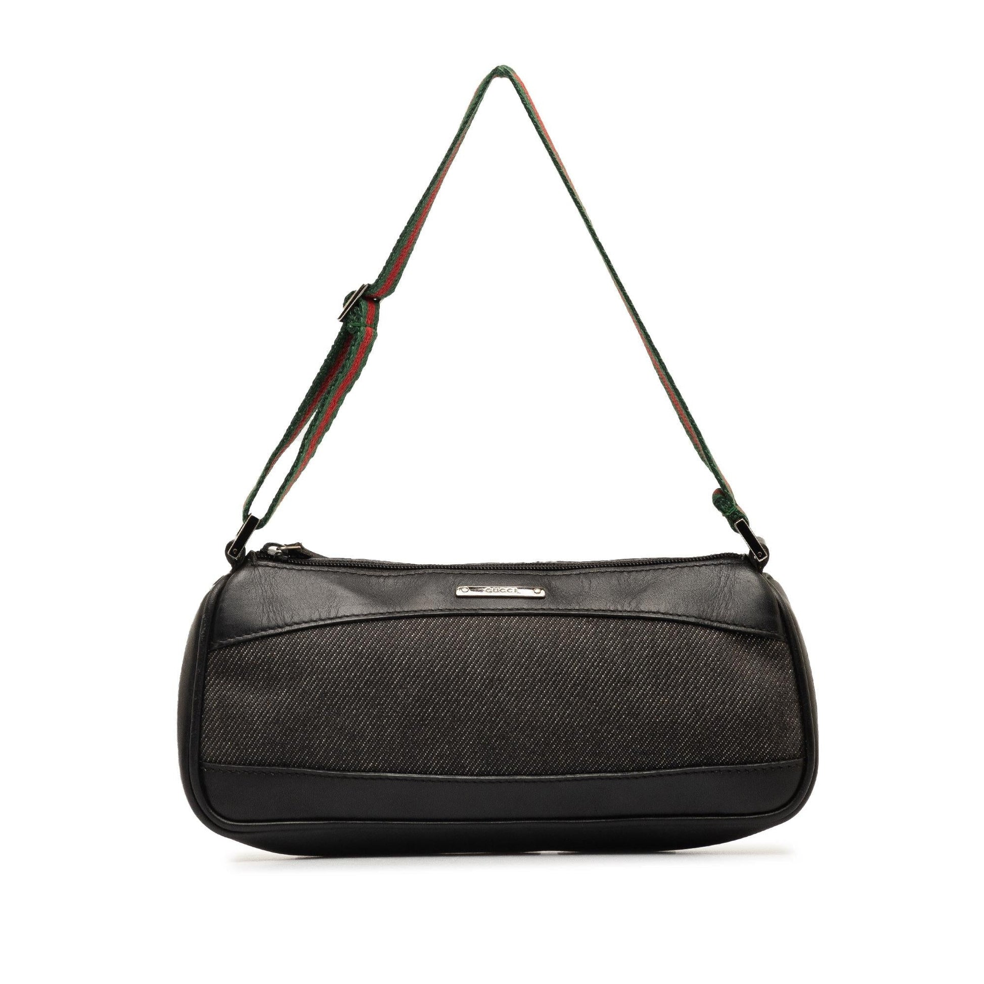 Gucci Web Baguette SHG-dFZzPv Denim Black Handbag