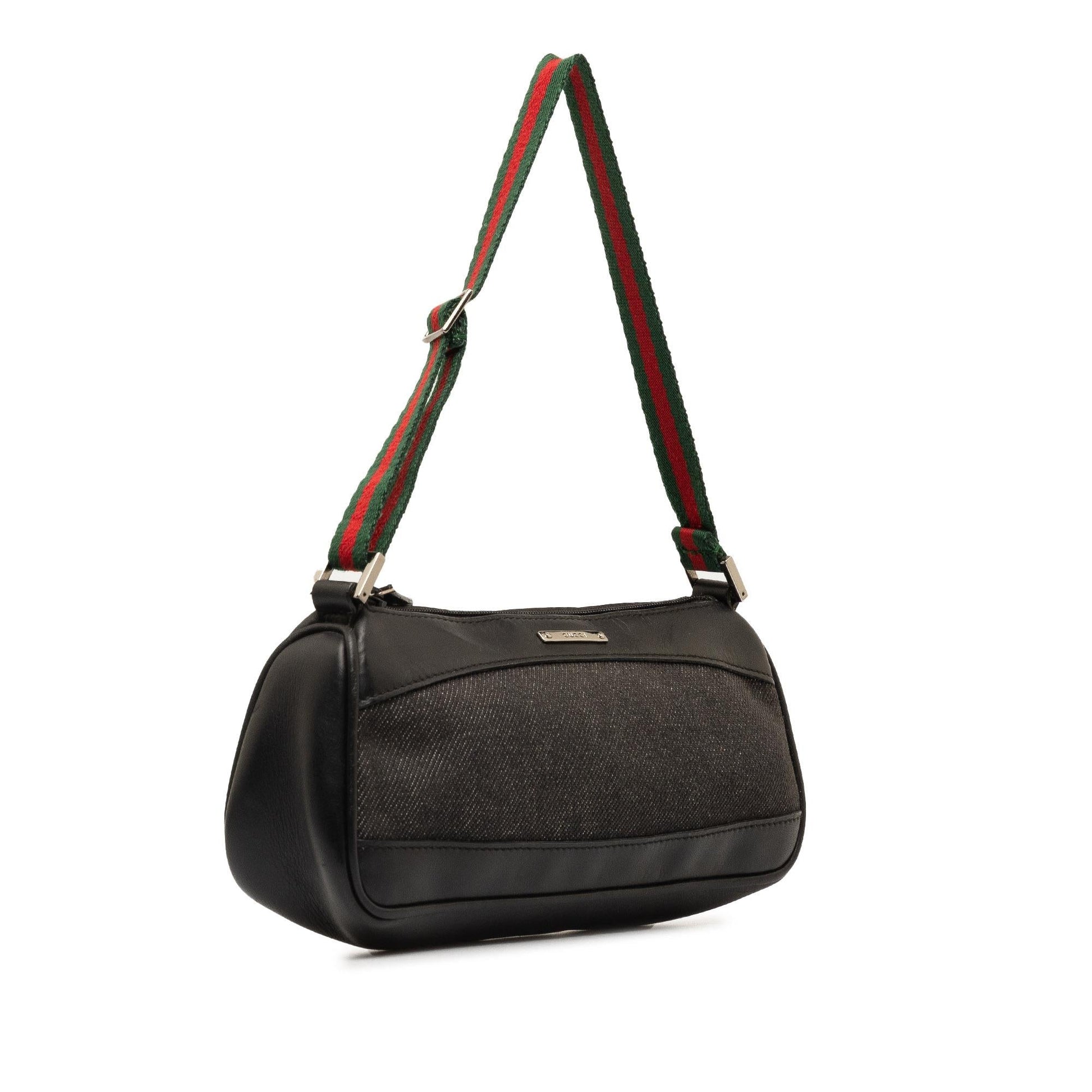 Gucci Web Baguette SHG-dFZzPv Denim Black Handbag