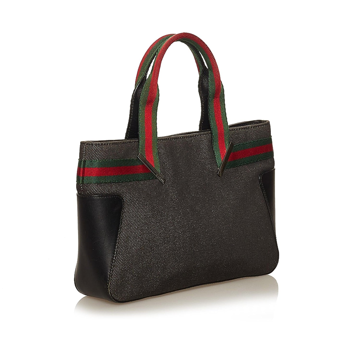 Gucci Web SHG Denim Black Satchel Bag Handbag Shg