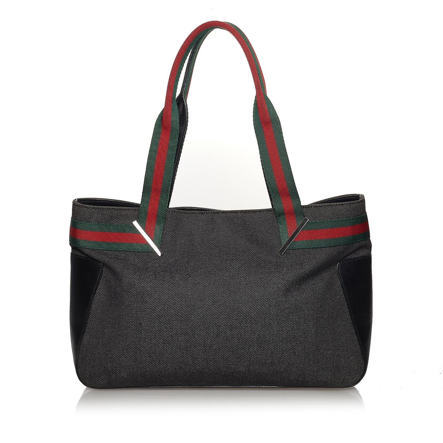 Gucci Web SHG Denim Black Satchel Bag 3