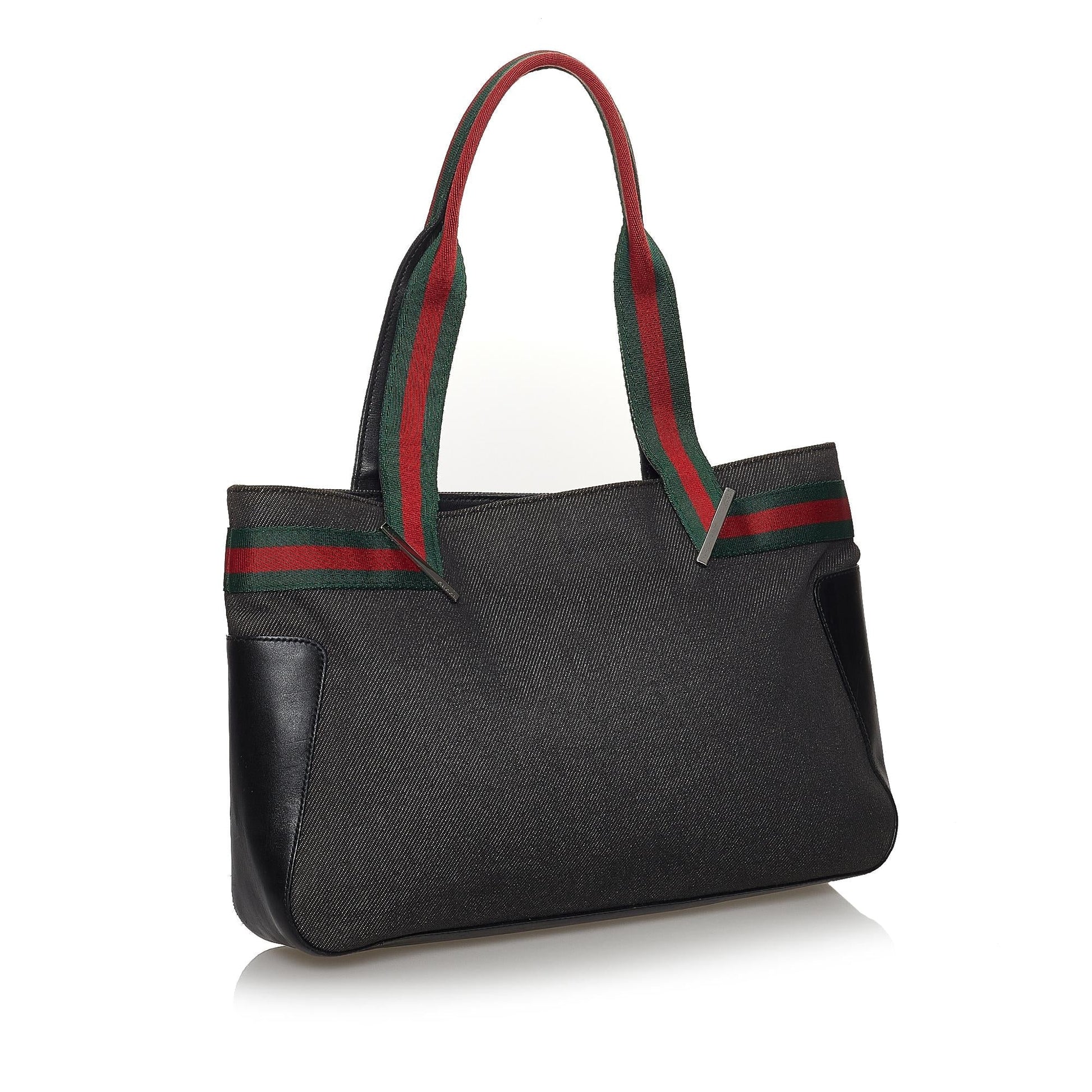 Gucci Web SHG Denim Black Satchel Bag 3
