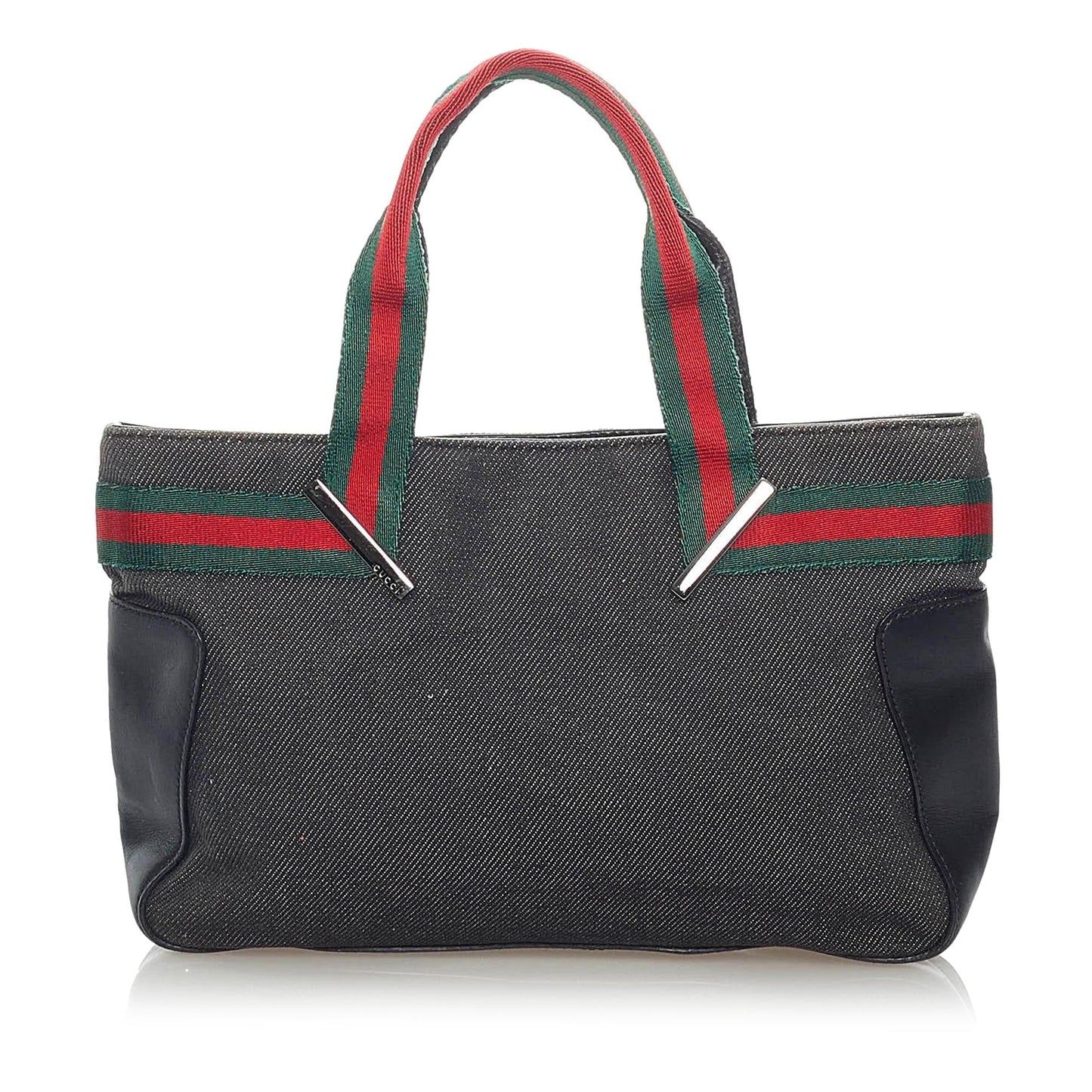 Gucci Web SHG Denim Black Satchel Bag