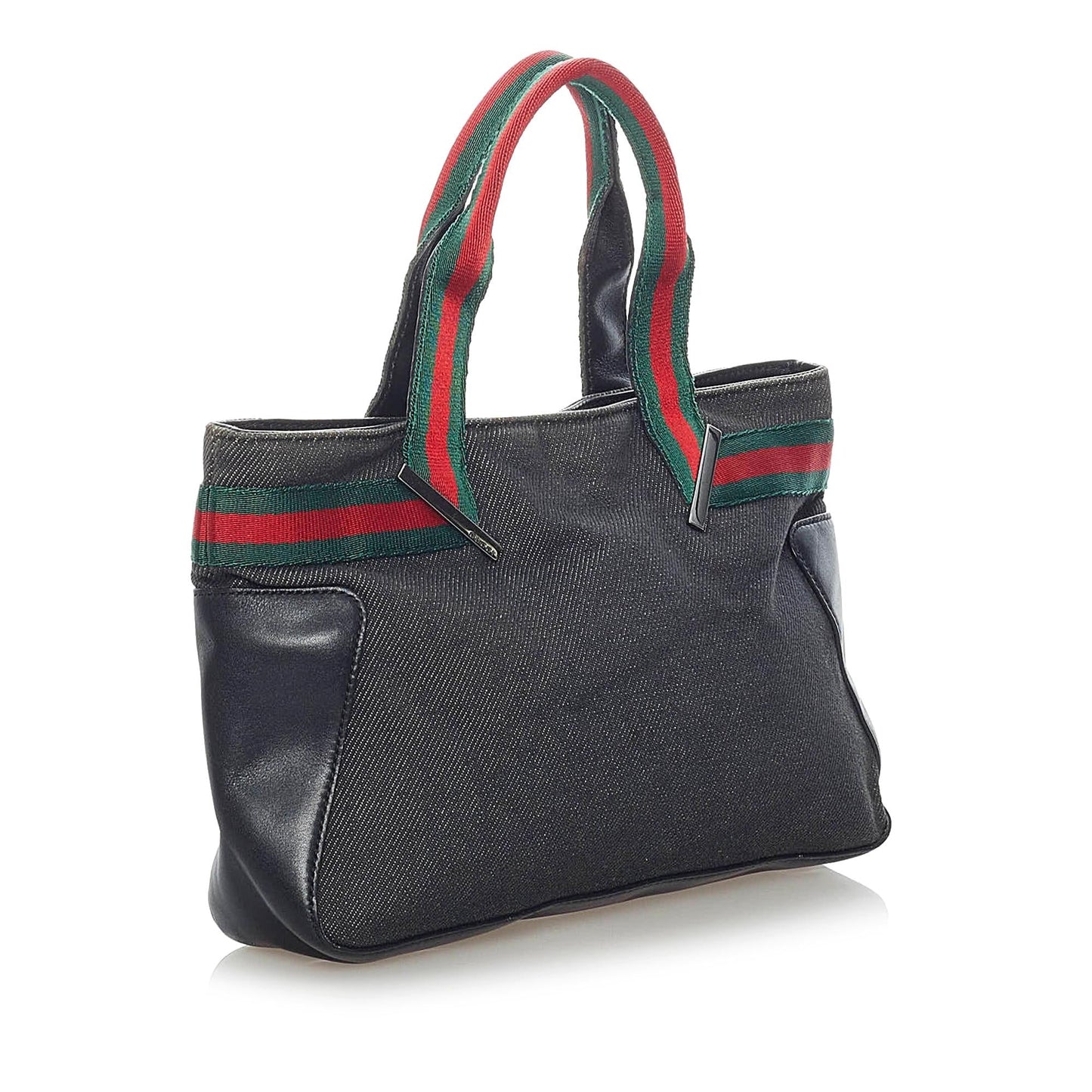Gucci Web SHG Denim Black Satchel Bag