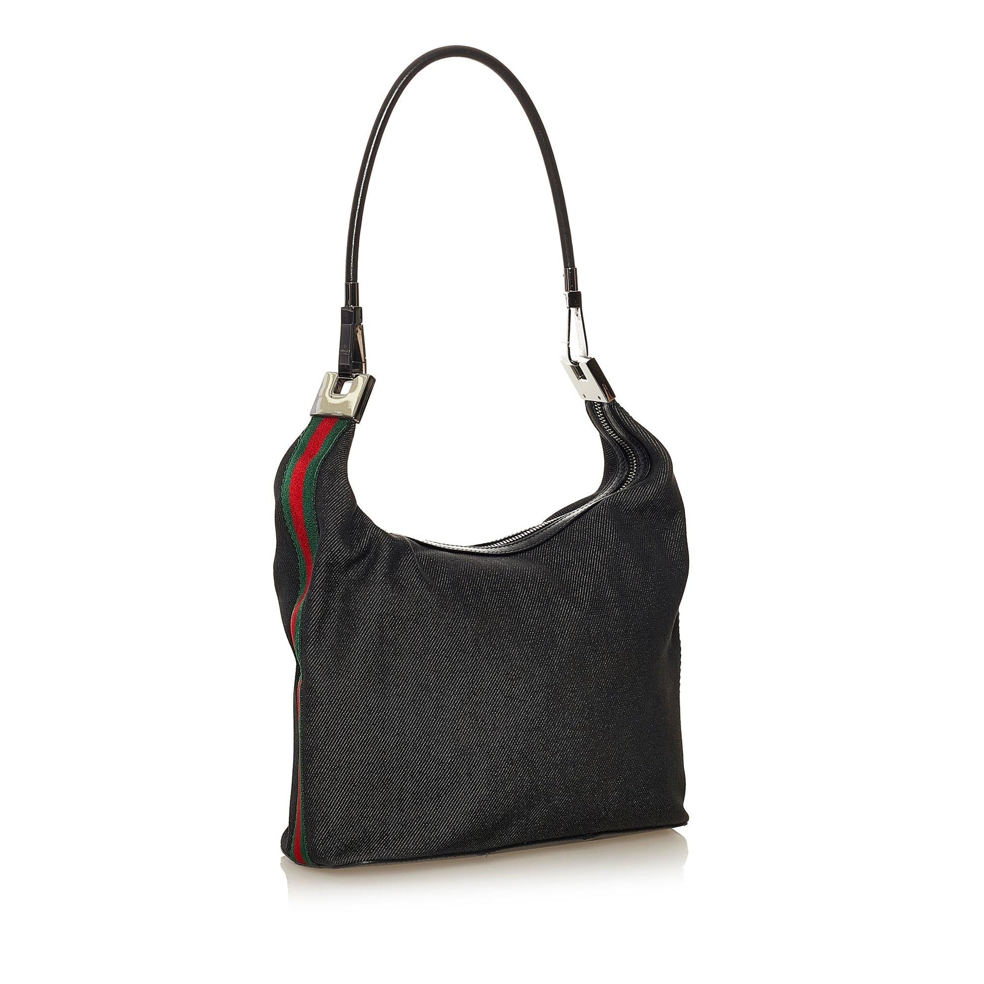 Gucci Web SHG Denim Black Shoulder Bag