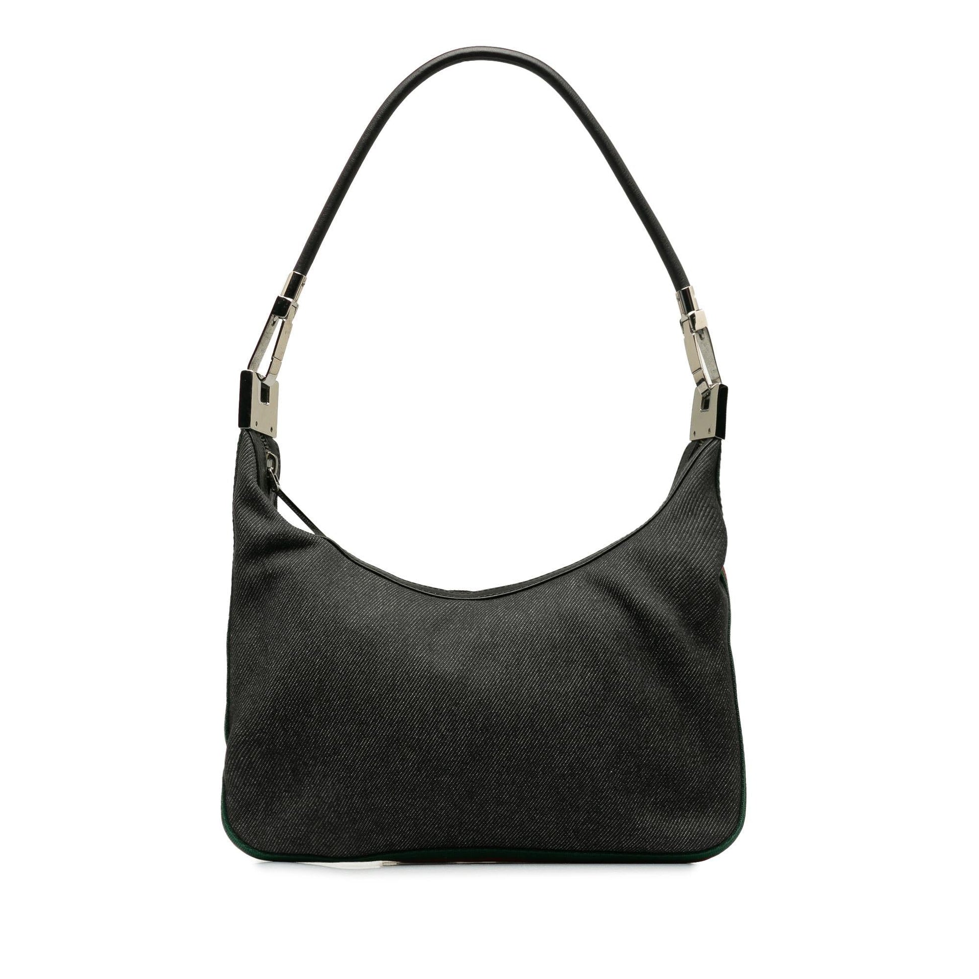 Gucci Web SHG-iAFw89 Denim Black Shoulder Bag