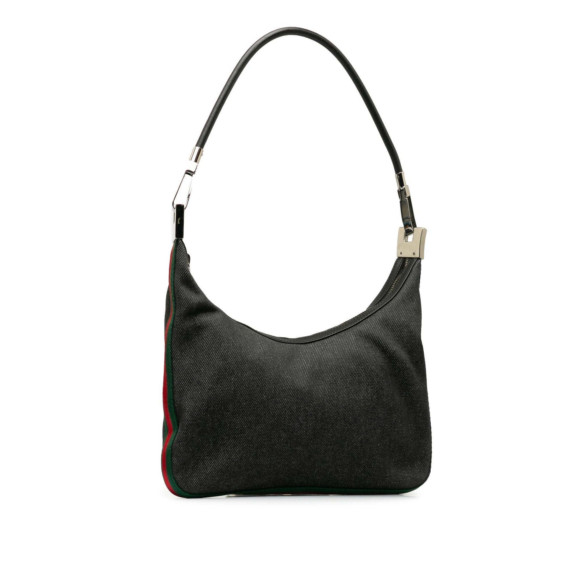 Gucci Web SHG-iAFw89 Denim Black Shoulder Bag