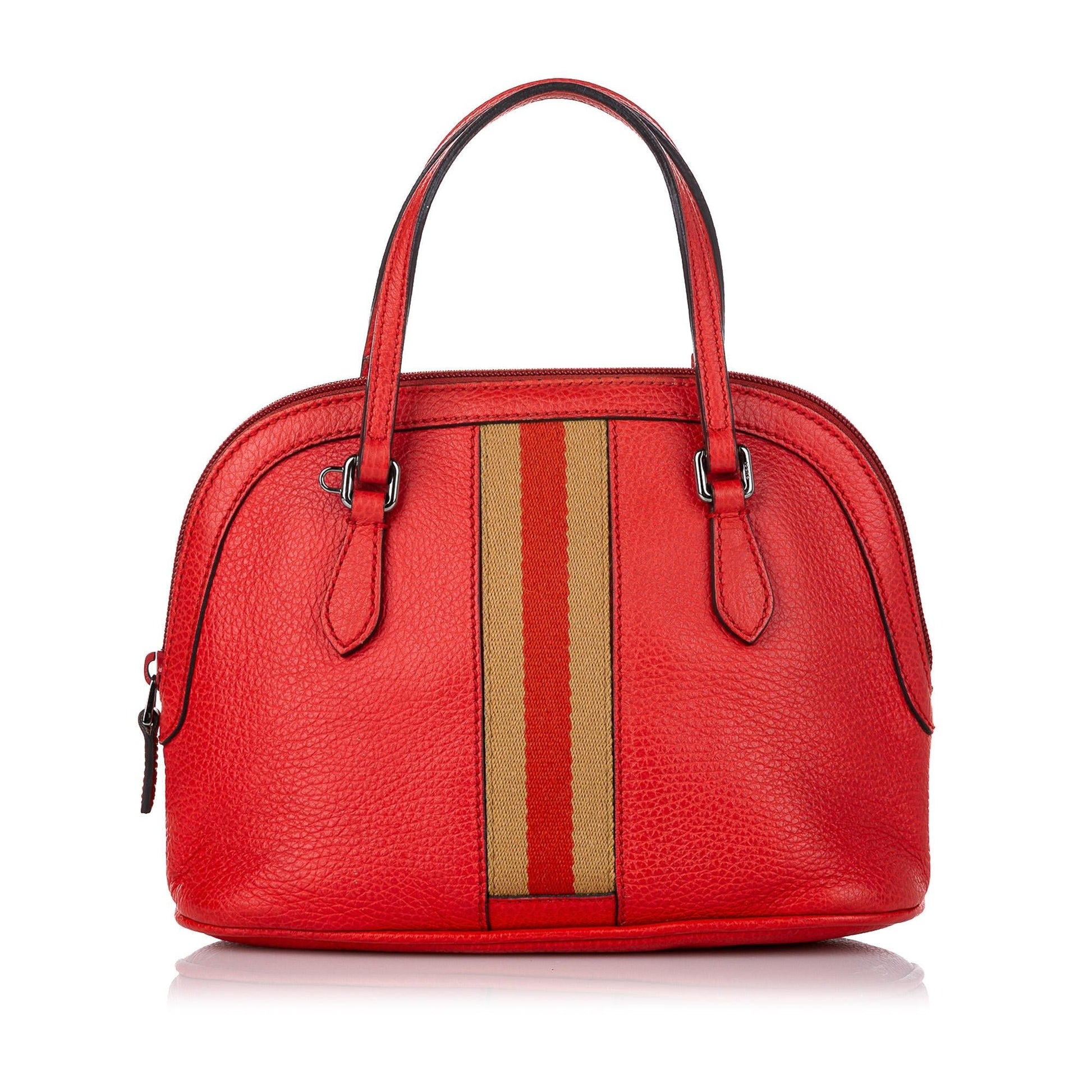 Gucci Web Dome SHG Leather Calf Brown Red Shoulder Bag