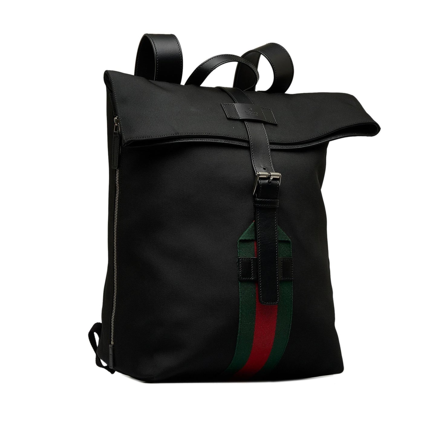 Gucci Web Fold Over Techno Backpack Canvas Black Shg Pbmjea