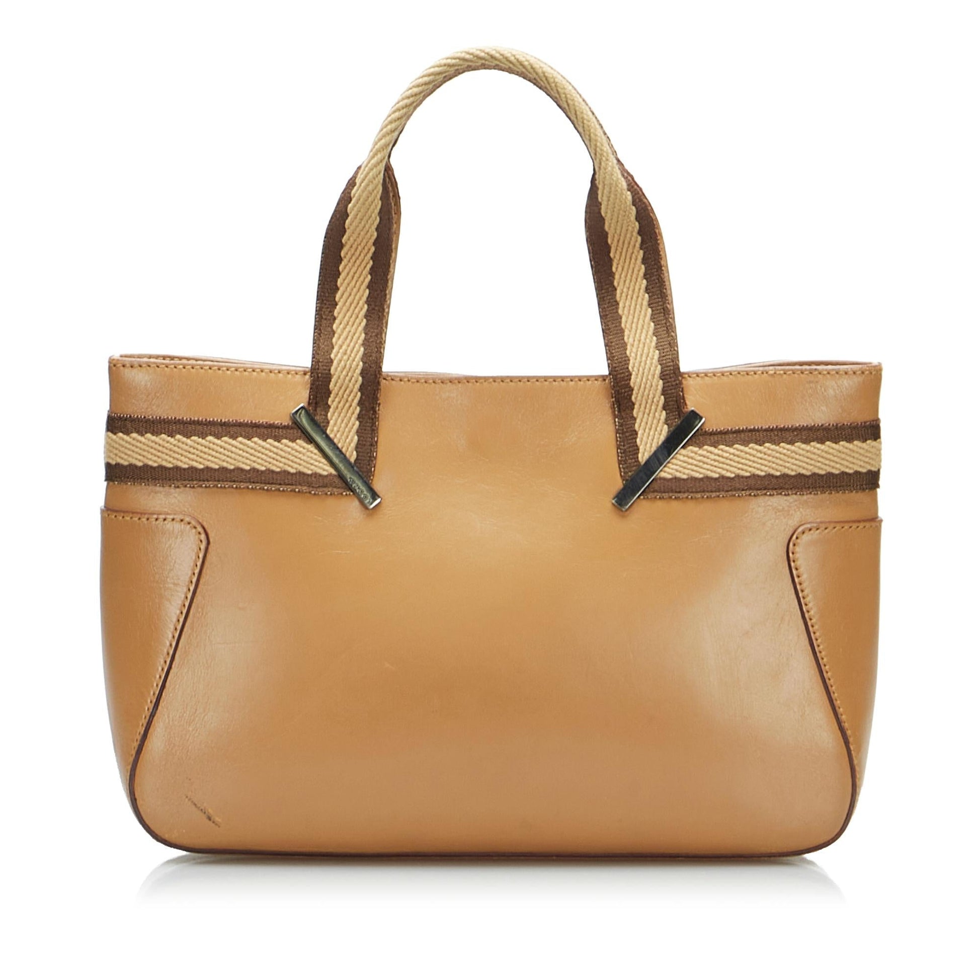 Gucci Web SHG-VCO7GQ Calf Brown Satchel Bag