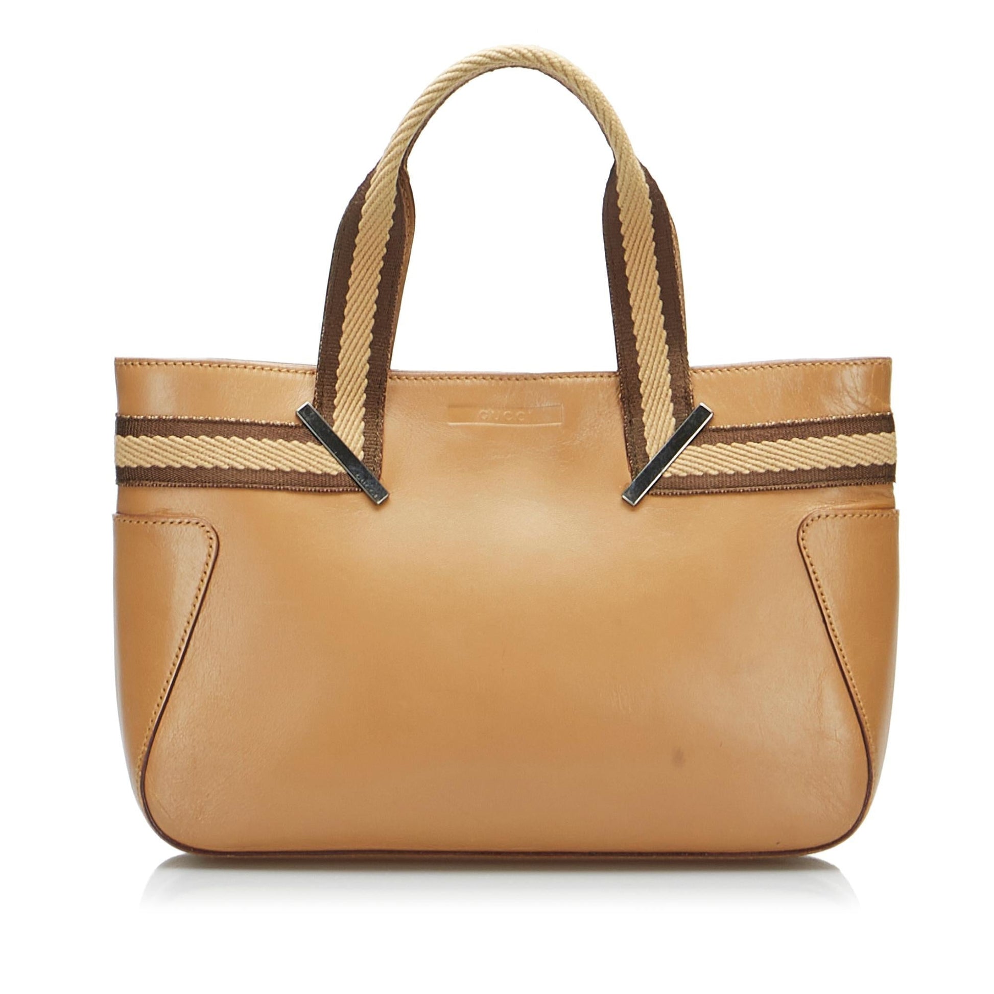 Gucci Web SHG-VCO7GQ Calf Brown Satchel Bag